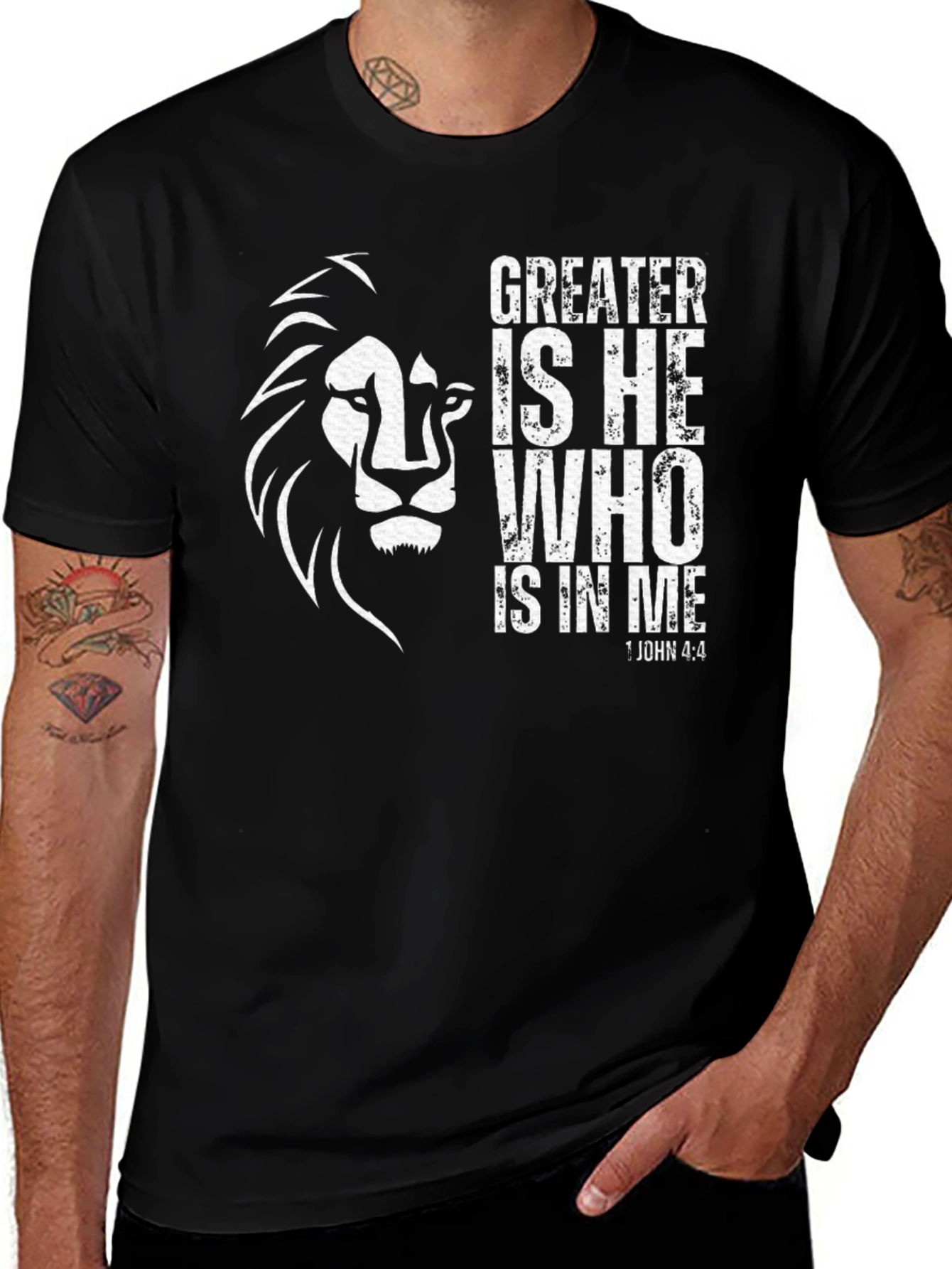Variant 29 of Greater Is He Lion Graphic T-Shirt