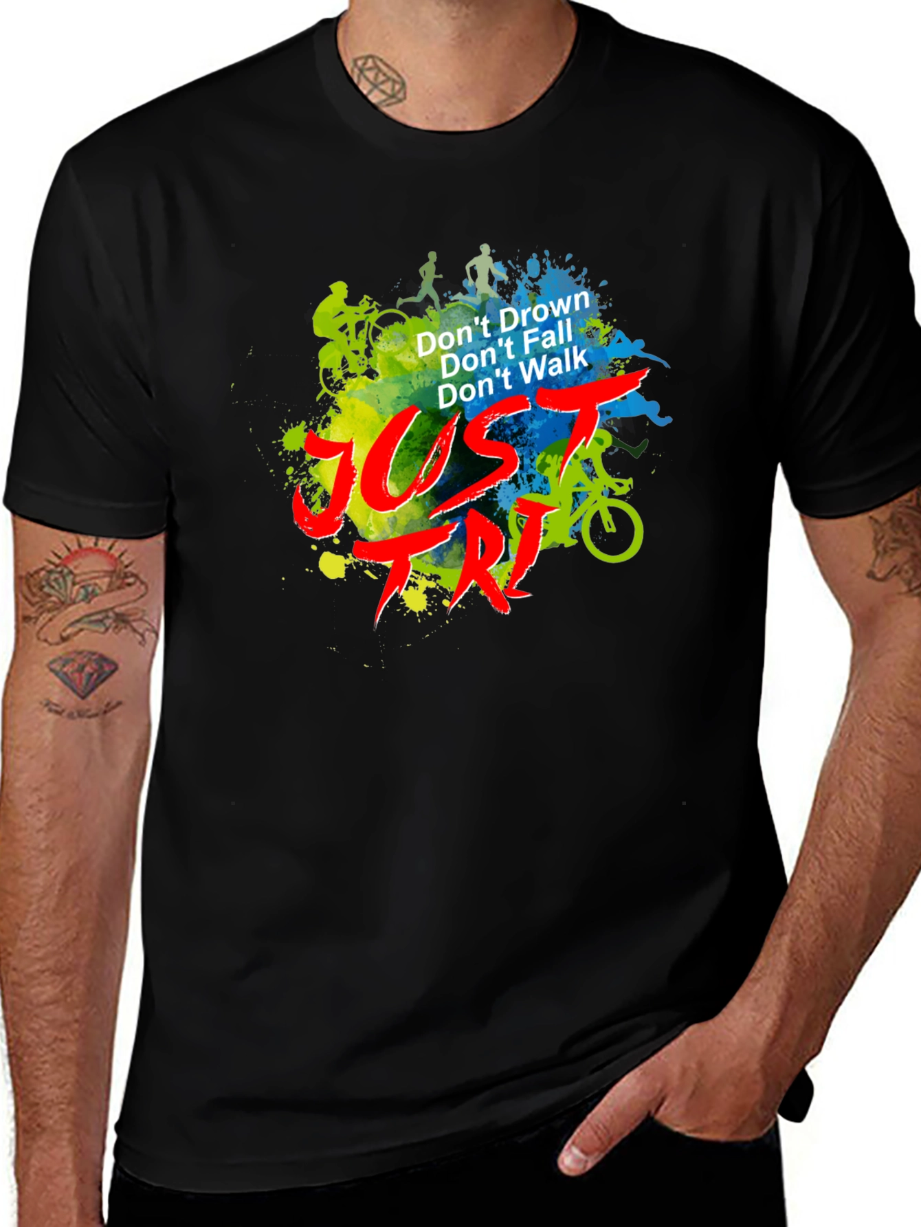 Variant 2 of Just Tri Black T-Shirt - Triathlon Design
