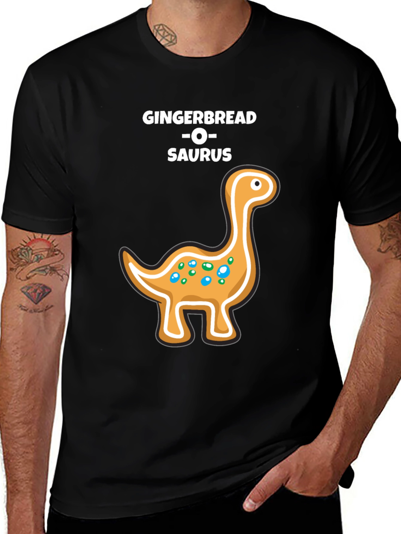 Variant 27 of Gingerbread Dinosaur T-Shirt - Holiday Fun!