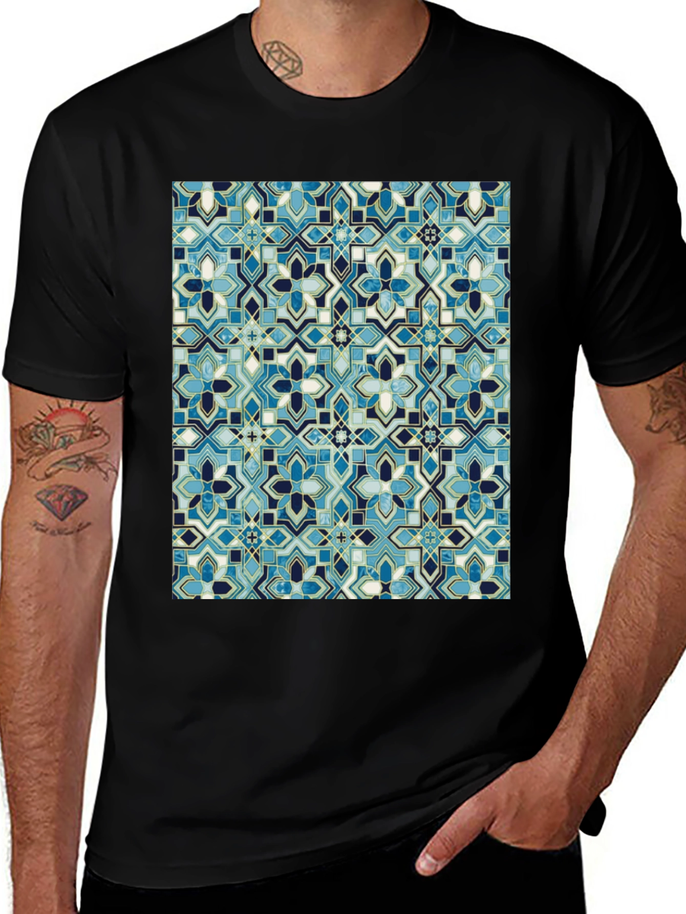 Variant 18 of Blue Mosaic Pattern T-Shirt