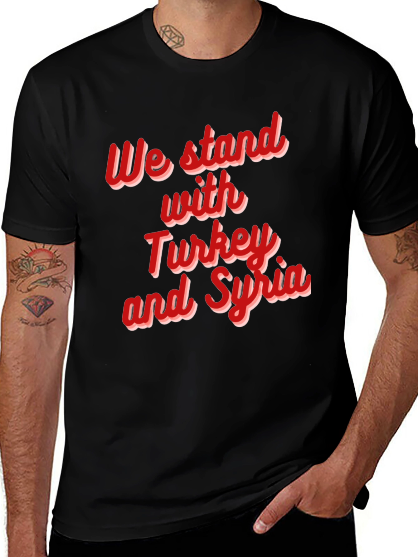 We Stand with Turkey and Syria Black T-Shirt