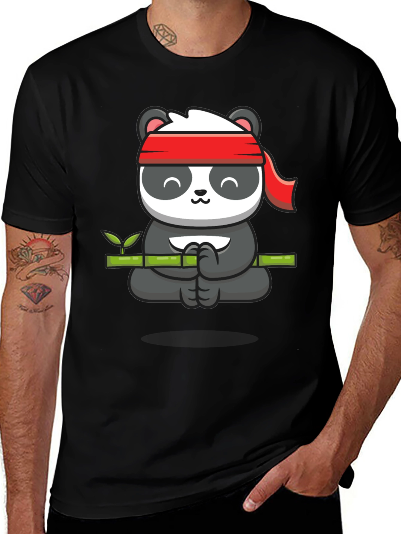 Zen Panda T-Shirt - Meditating Panda on Bamboo