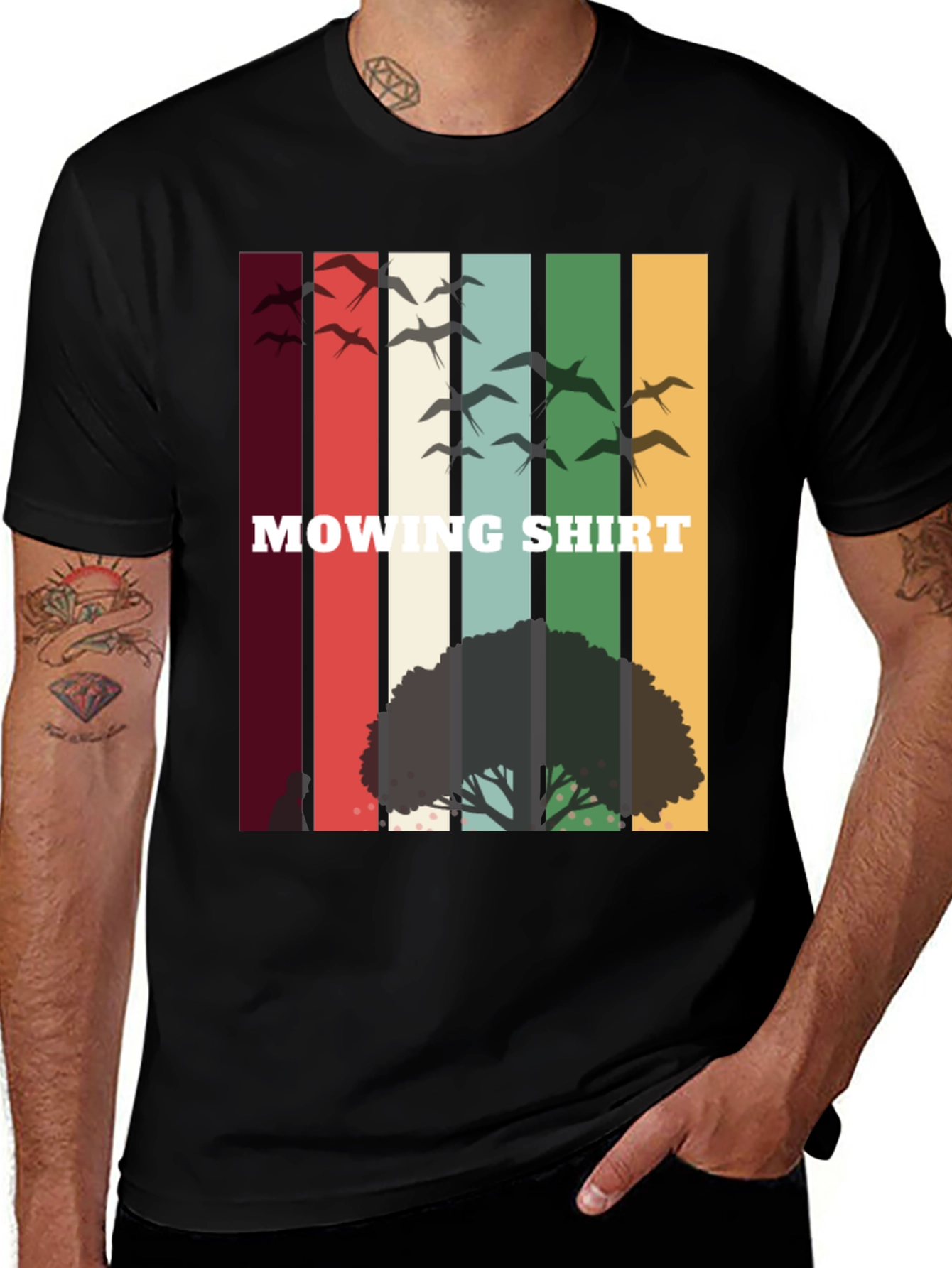 Variant 7 of Retro Mowing Shirt - Nature Scene Tee