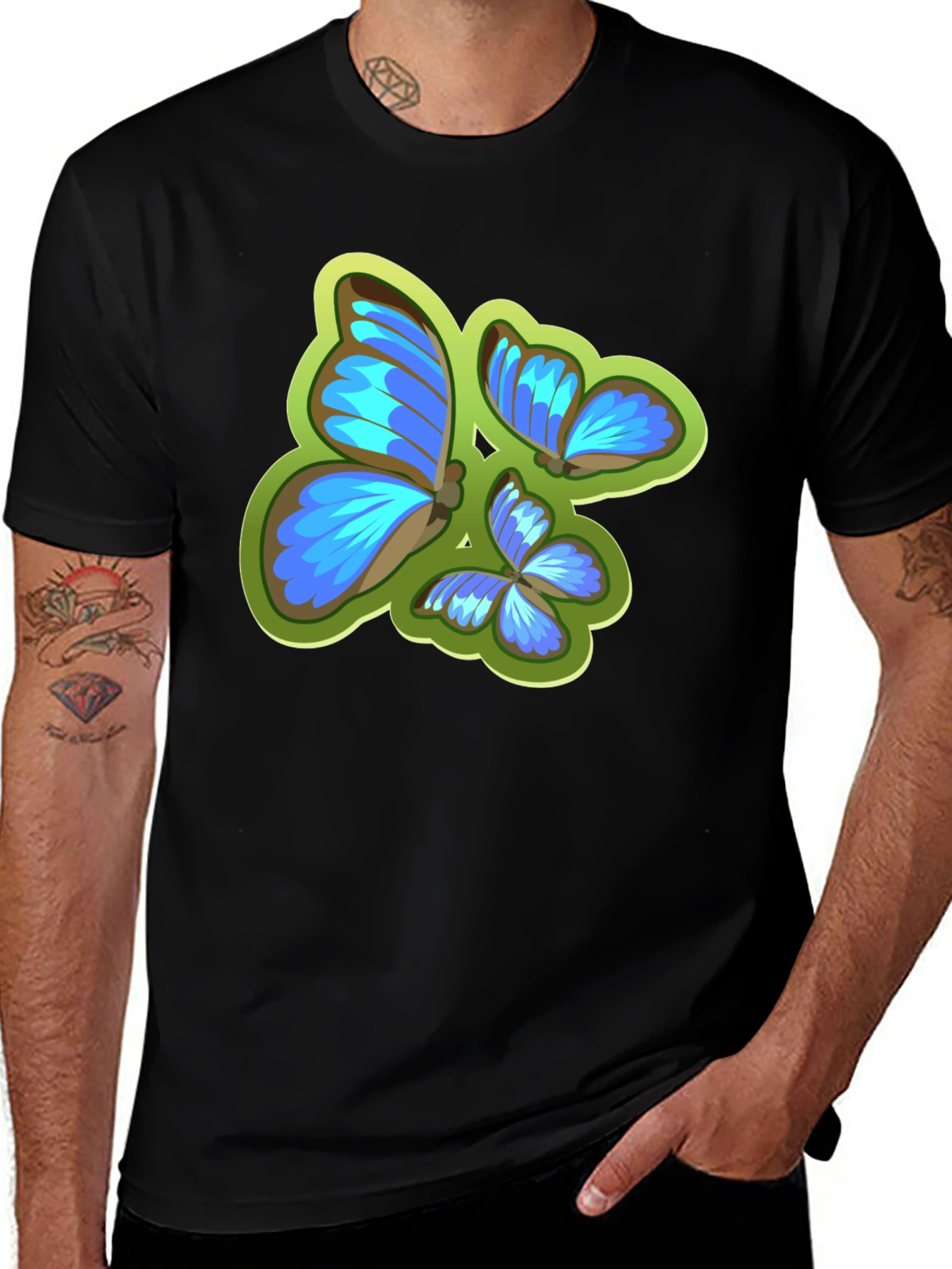 Variant 10 of Butterfly Graphic Tee - Stylish Black T-Shirt for Men