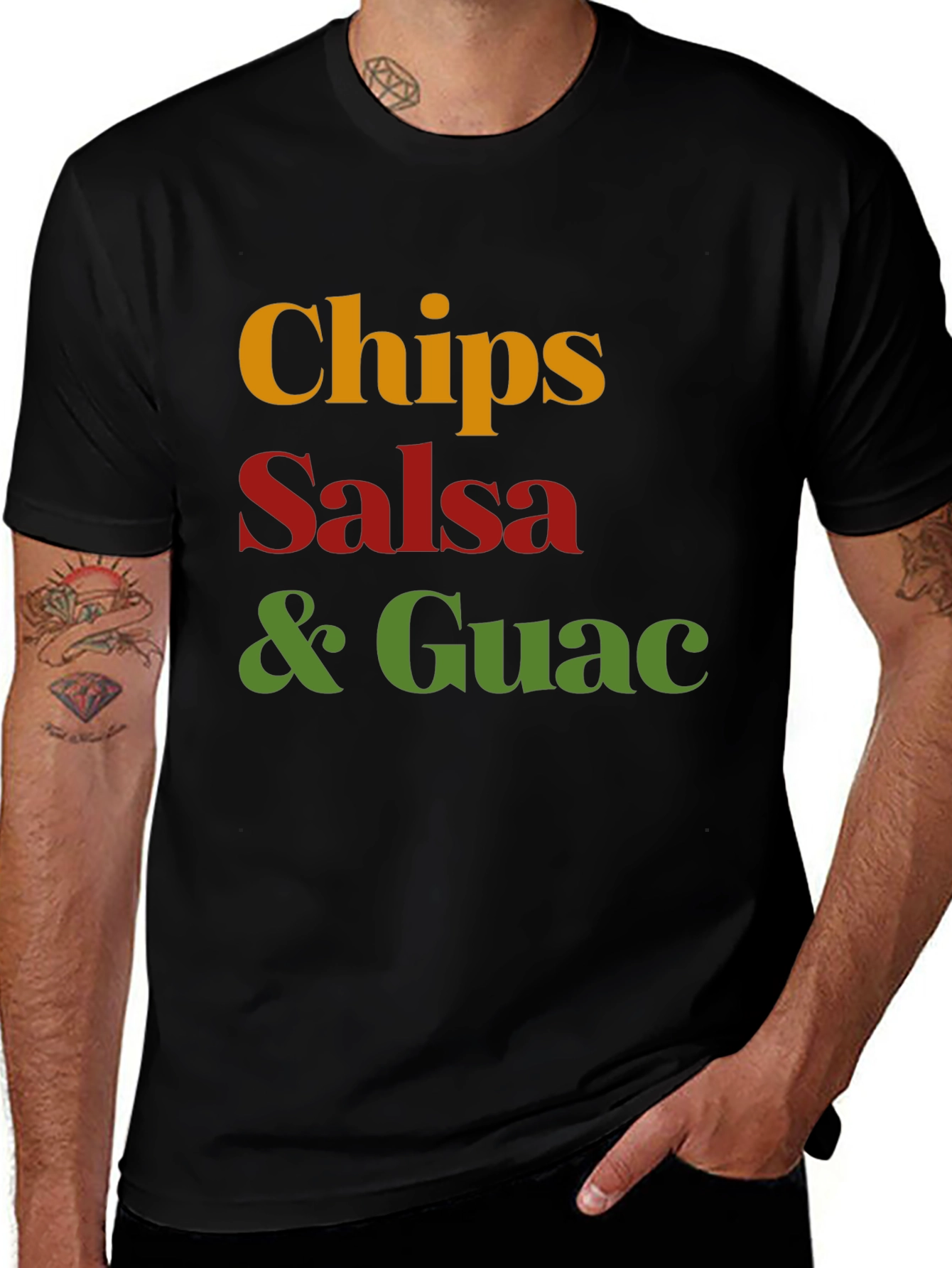 Variant 5 of Chips Salsa & Guac T-Shirt - Black Cotton Tee