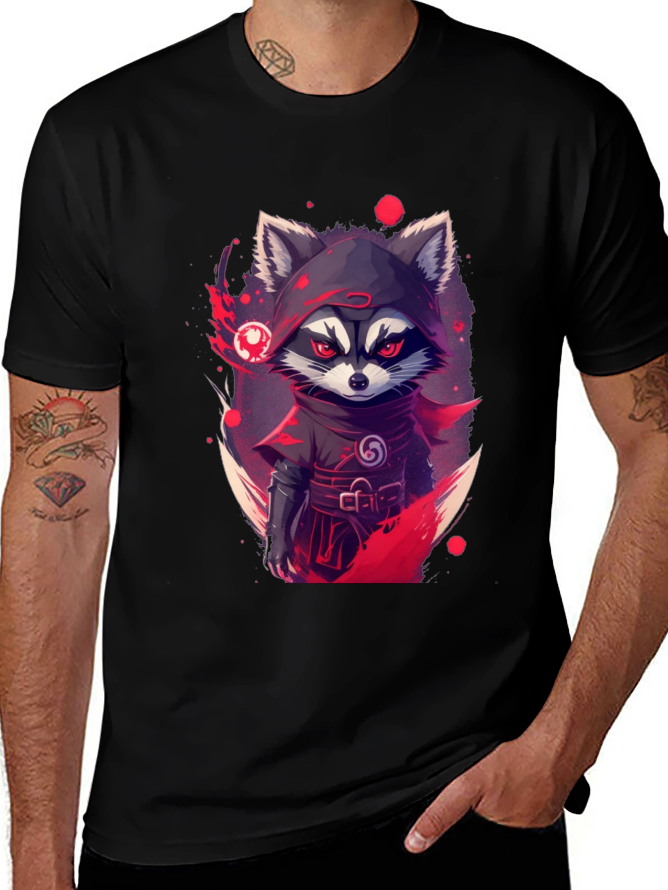 Variant 3 of Ninja Raccoon Graphic Tee - Urban Style