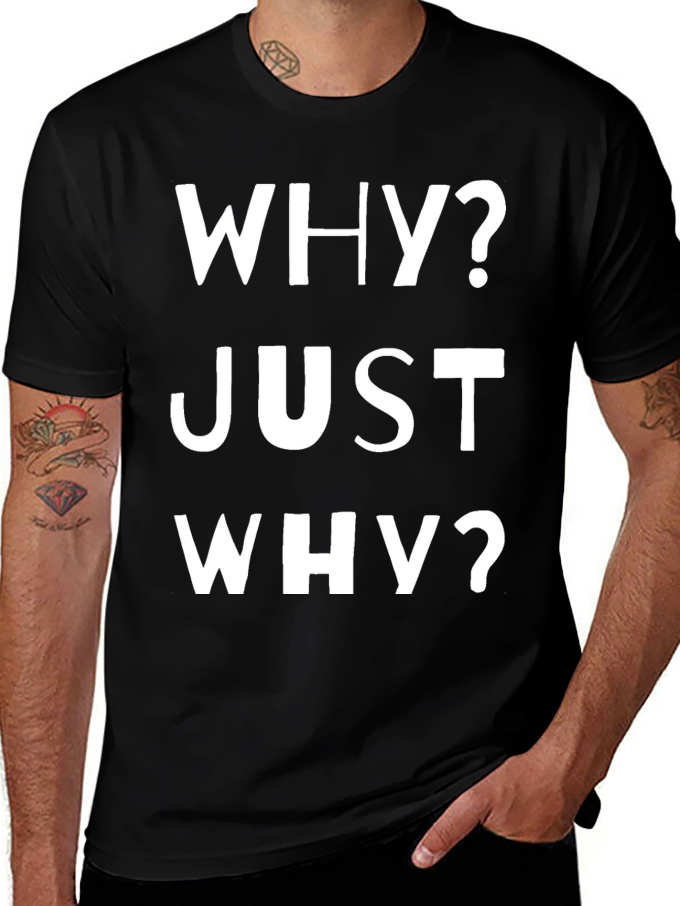 Variant 15 of Why? Just Why? Graphic Tee - Casual Black T-Shirt