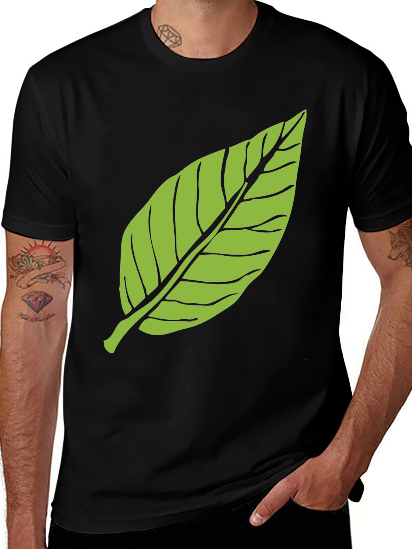 Variant 12 of Green Leaf Graphic Tee - Nature Inspired Style