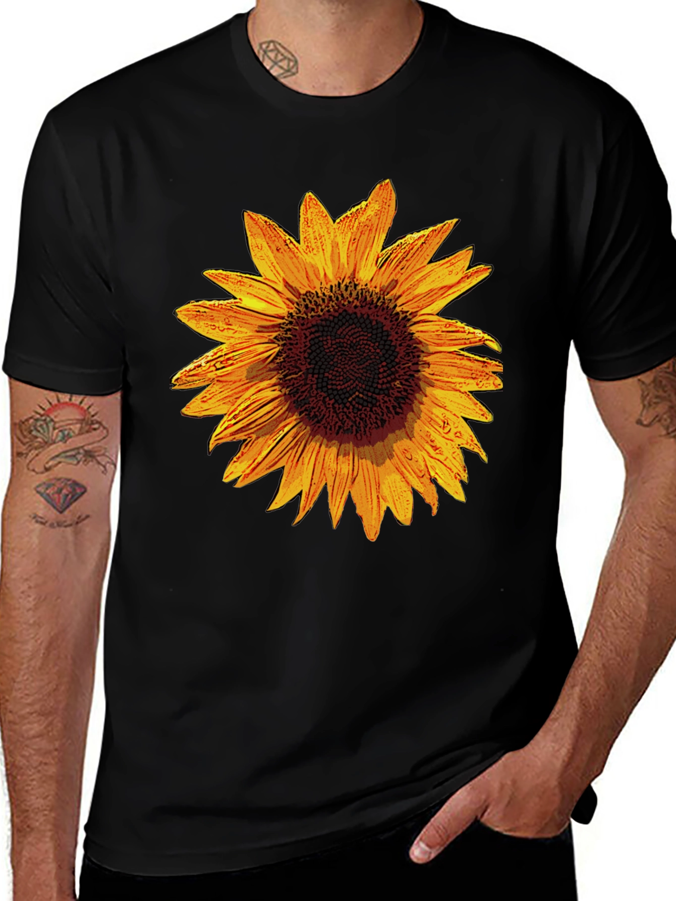 Variant 10 of Sunflower Graphic Black T-Shirt