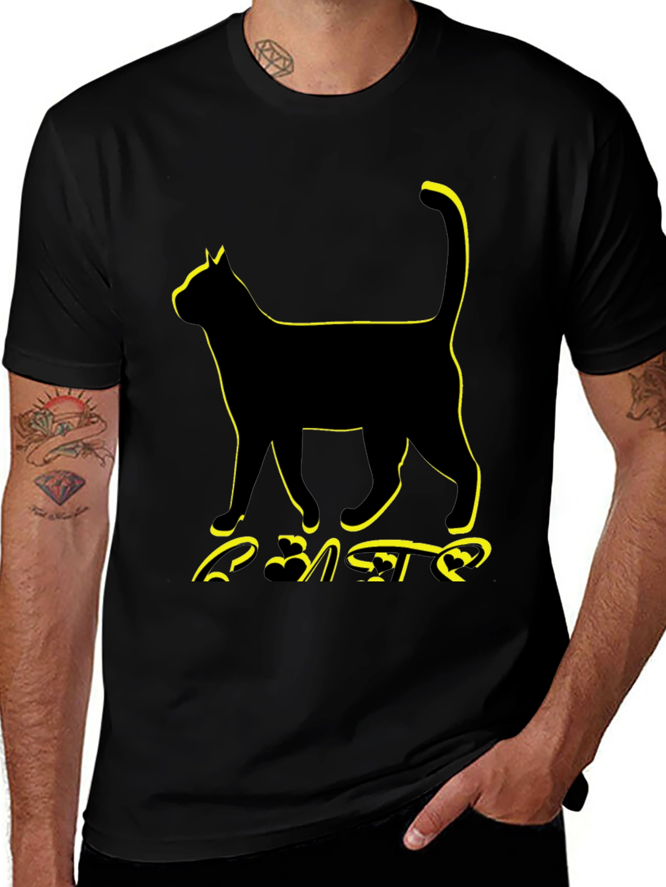 Variant 16 of Black Cat Graphic Tee - Unisex Style