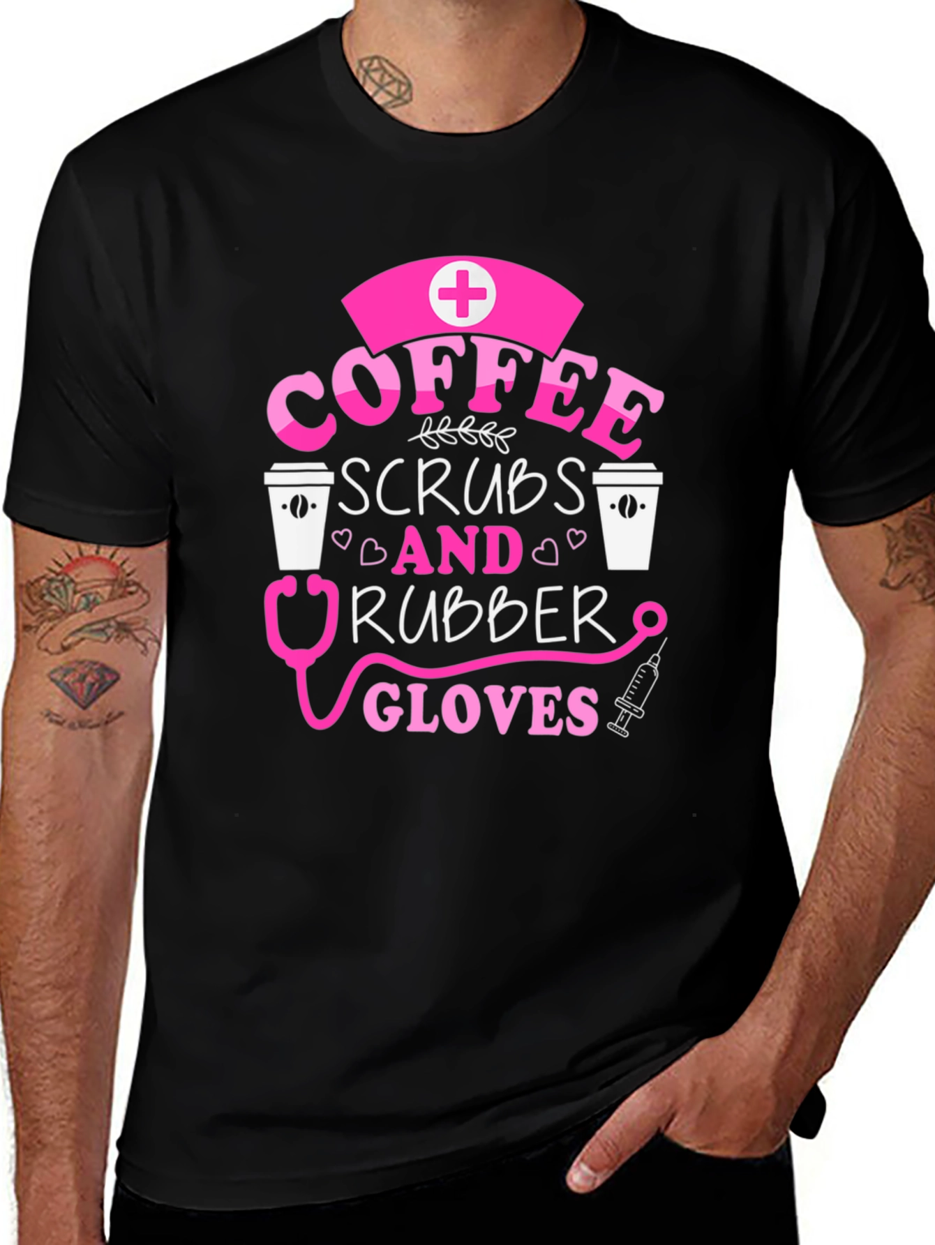 Variant 17 of Coffee Scrubs & Rubber Gloves Nurse T-Shirt