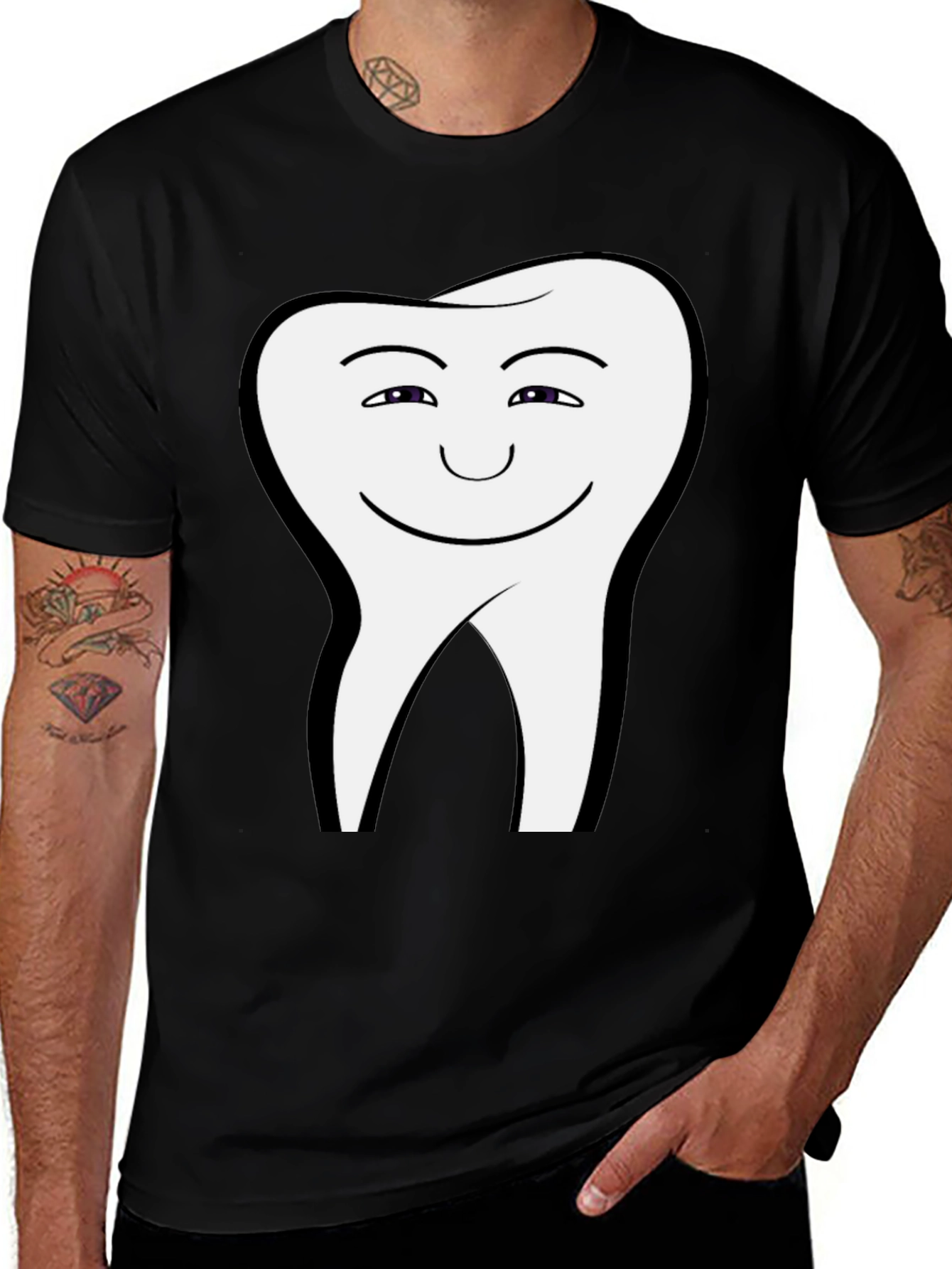 Funny Tooth Graphic Black T-Shirt