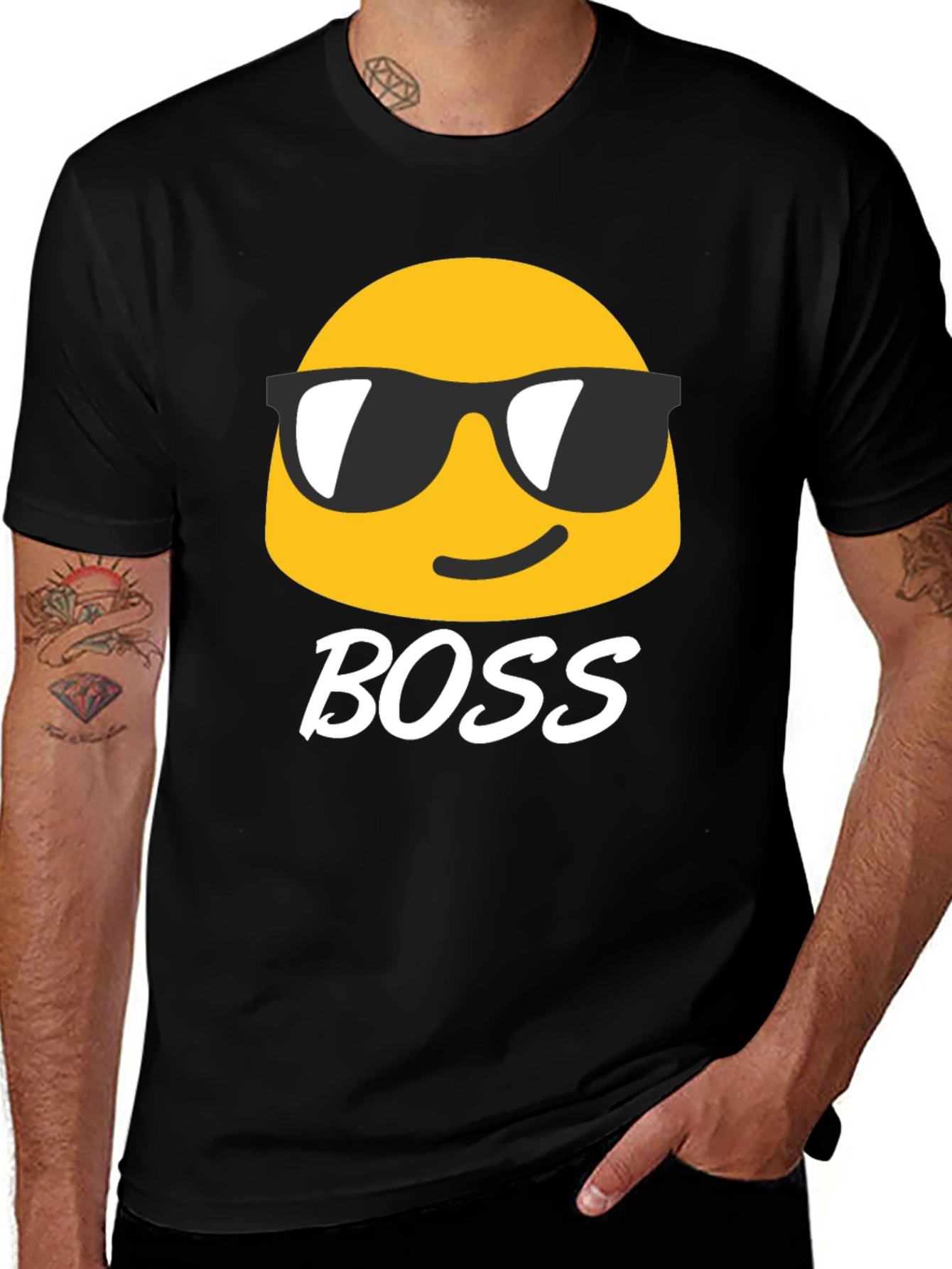 Variant 11 of Cool Emoji Boss Black T-Shirt