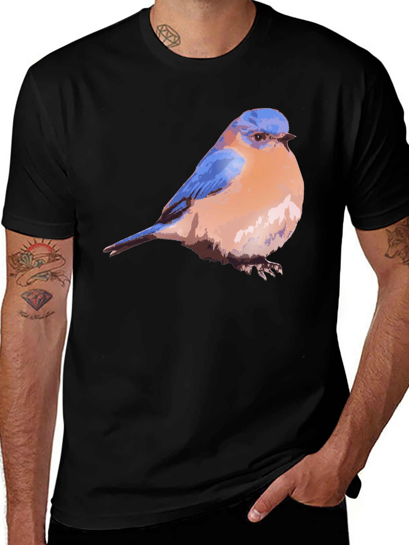 Variant 4 of Bluebird Graphic Black T-Shirt