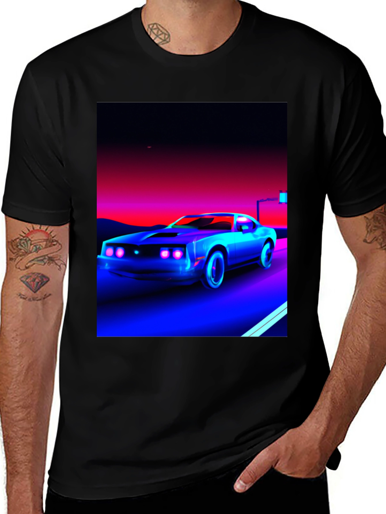 Variant 15 of Retro Car Graphic Tee - Black