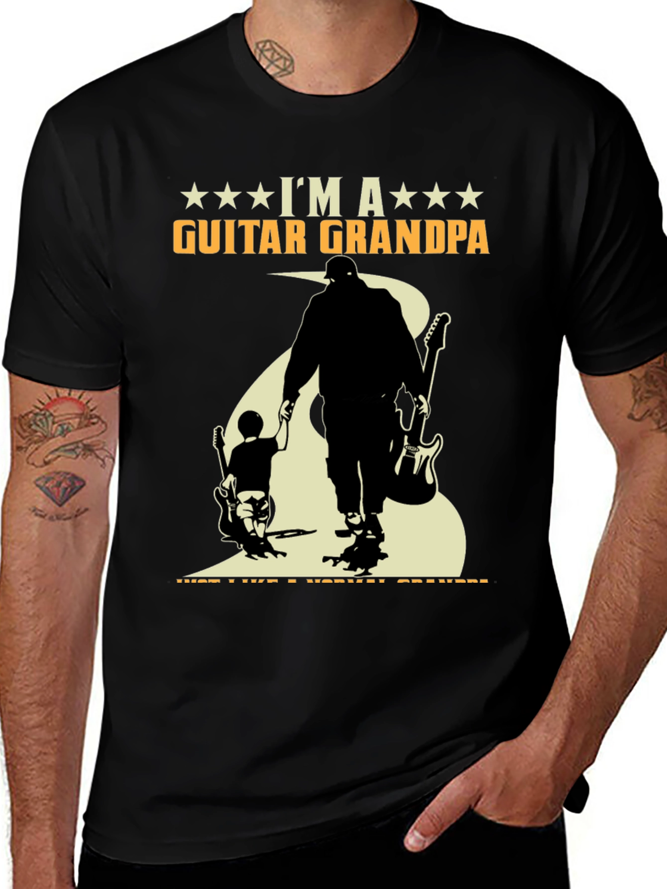 Variant 14 of Guitar Grandpa Graphic Tee - Musician Father's Day Shirt