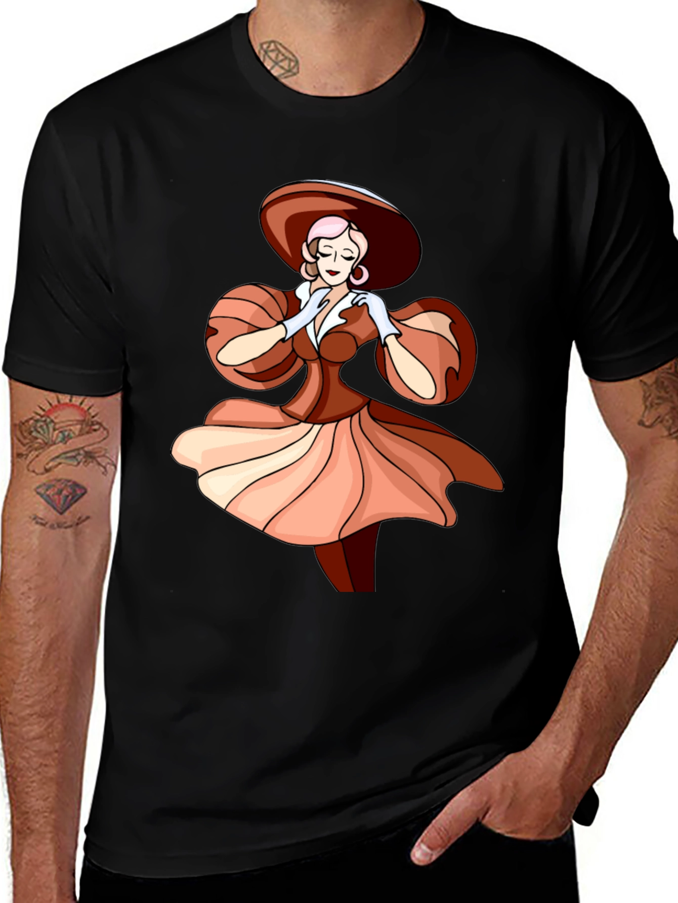 Variant 23 of Vintage Lady Graphic Tee - Elegant Style