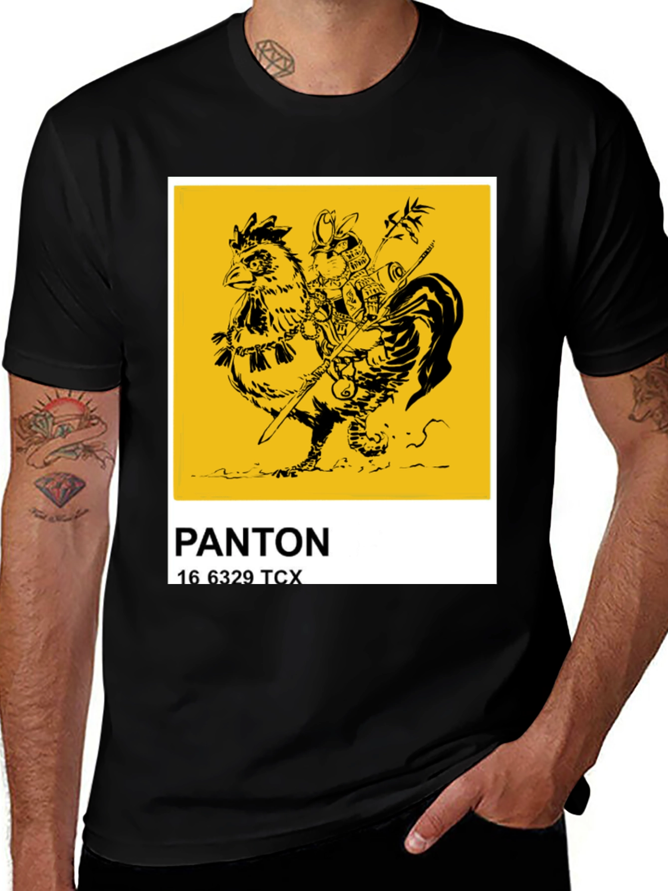 Variant 24 of Rooster Samurai Graphic Tee - Unique Pantone Design