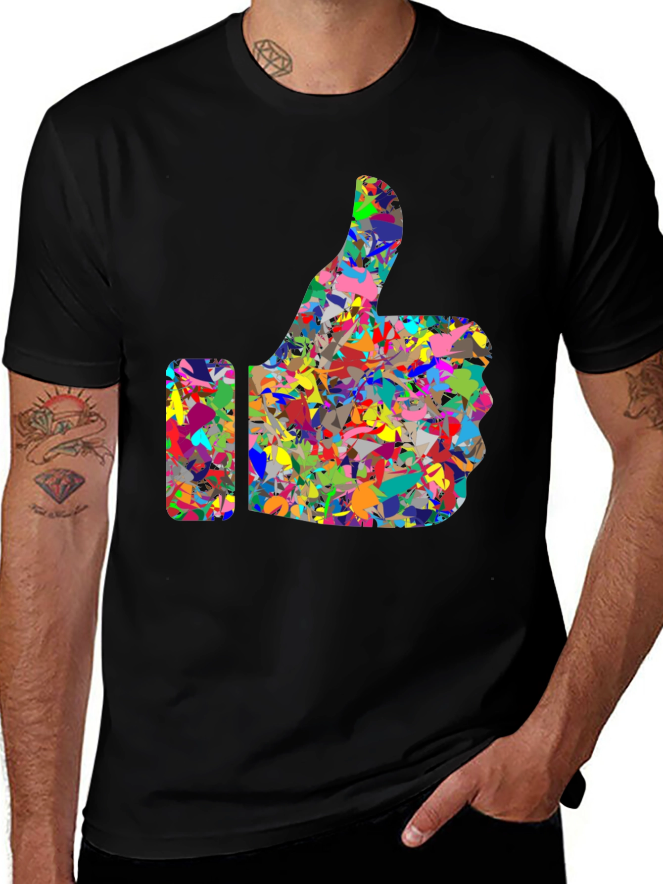 Variant 8 of Colorful Thumbs Up Graphic Tee - Modern Art Style