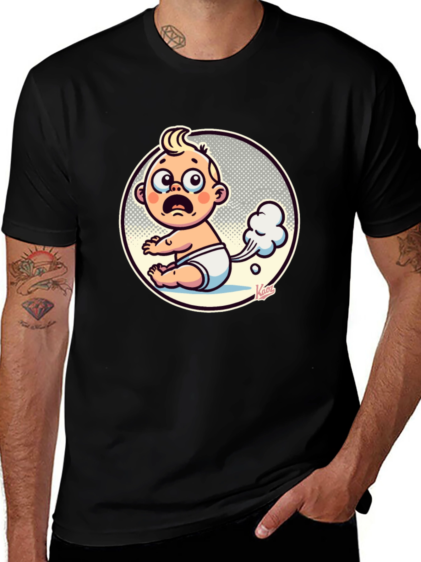 Variant 17 of Funny Baby Fart Graphic Tee - Unisex Black T-Shirt