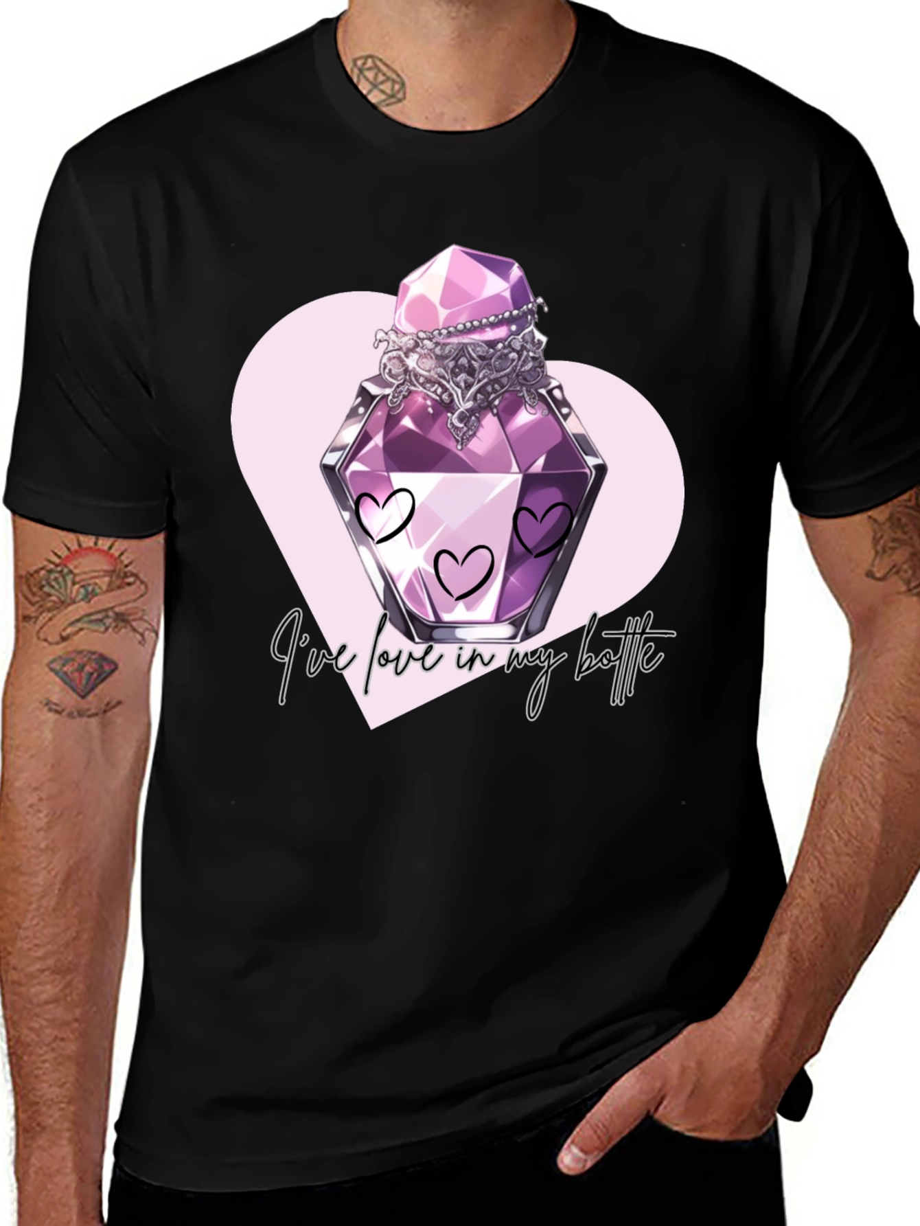 Love Potion T-Shirt - Romantic Heart Bottle Design
