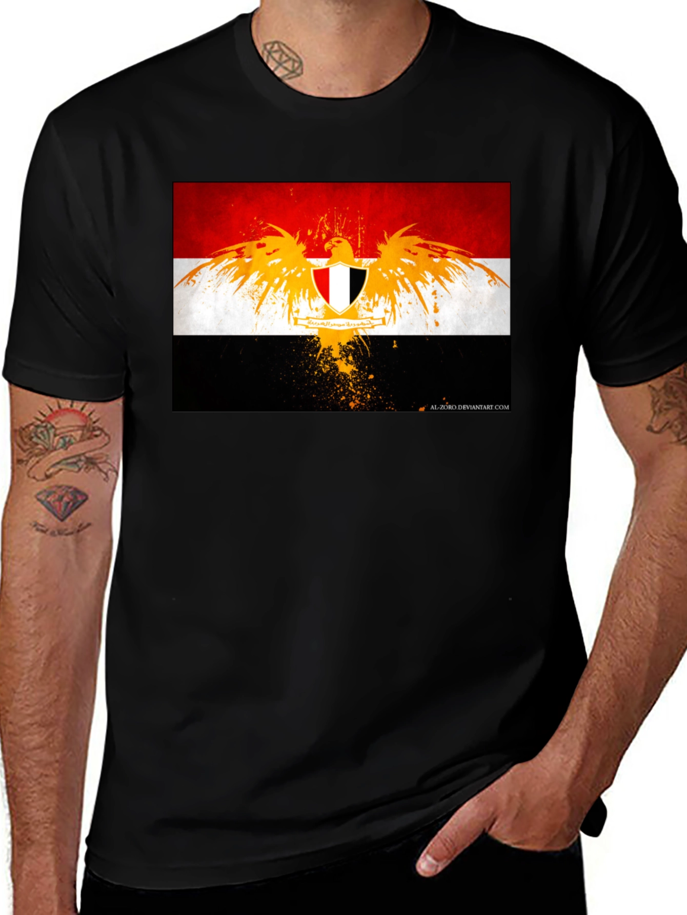 Variant 15 of Egypt Flag Eagle Graphic T-Shirt - Black