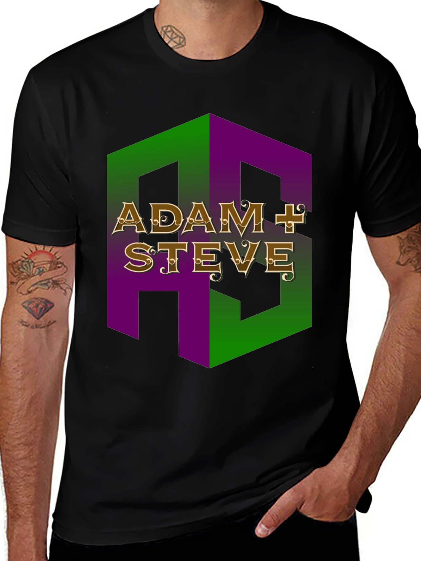 Variant 7 of Adam + Steve Graphic Tee - Black Unisex Shirt
