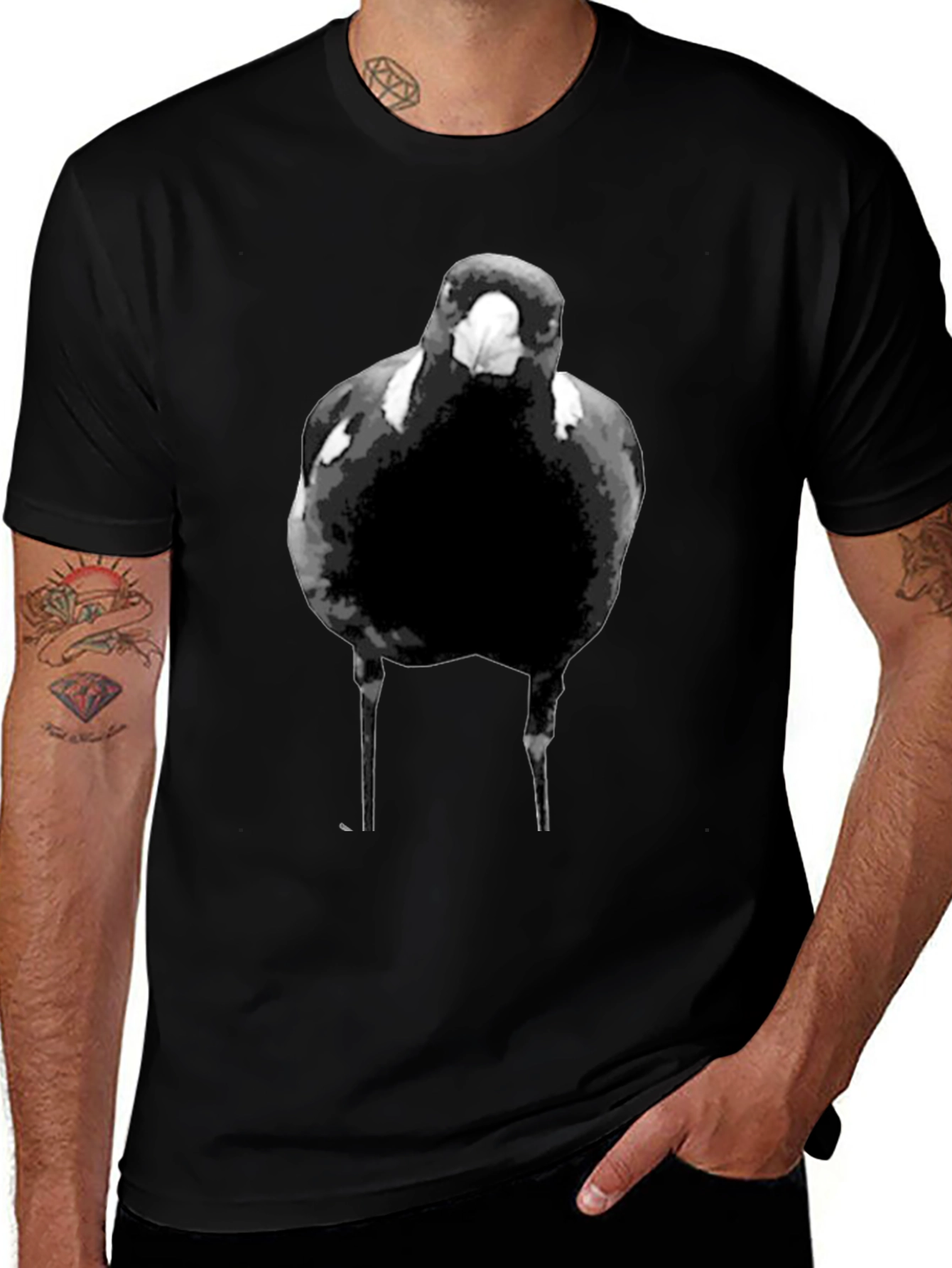 Variant 2 of Black Magpie Graphic T-Shirt - Unisex