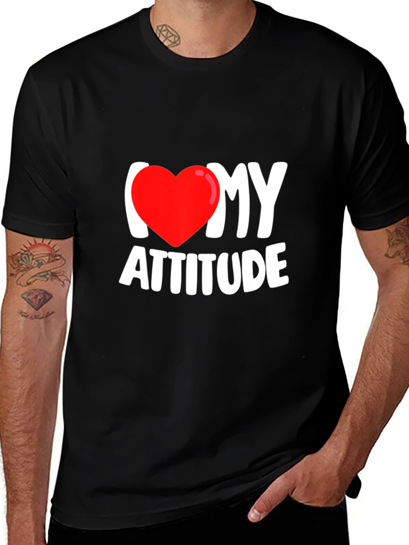 Variant 4 of I Heart My Attitude Black Graphic Tee
