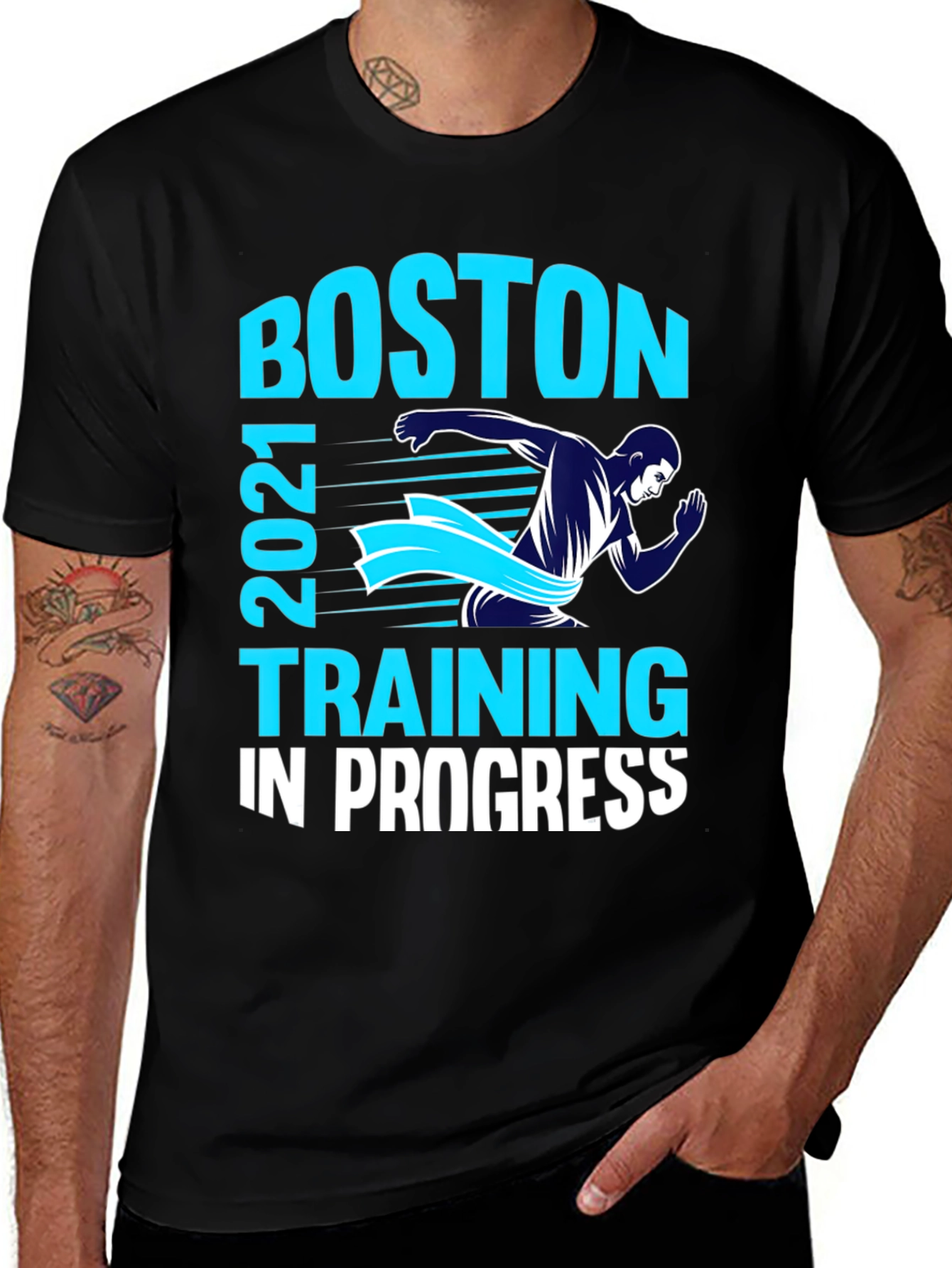 Boston 2021 Training In Progress Men's Black T-Shirt