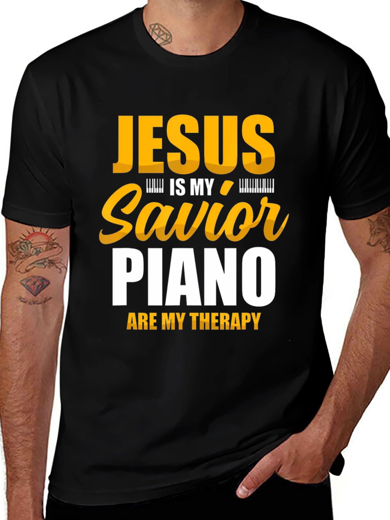 Jesus Is My Savior Piano Is My Therapy T-Shirt