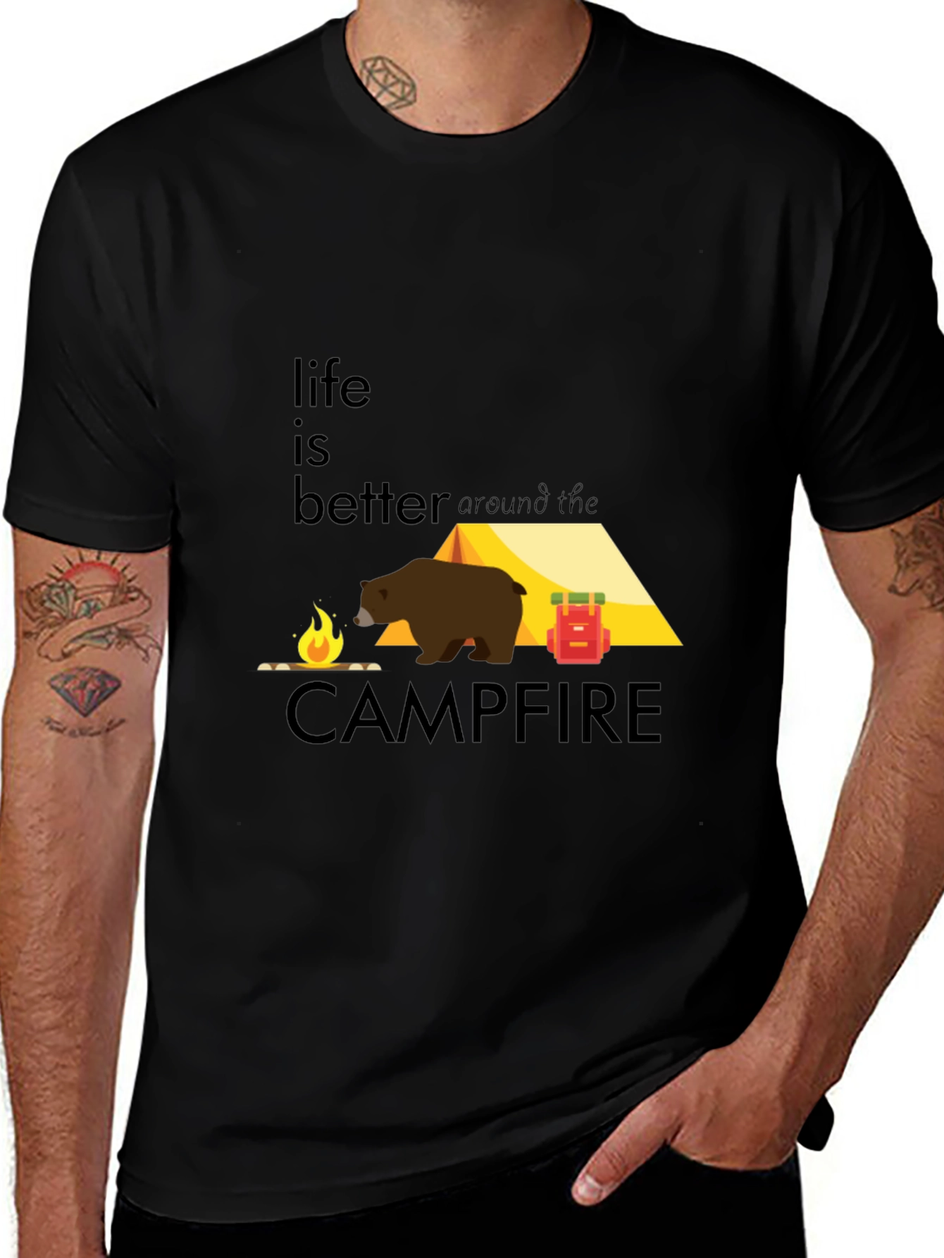Variant 28 of Campfire Bear Graphic Tee - Life is Better Outdoors!