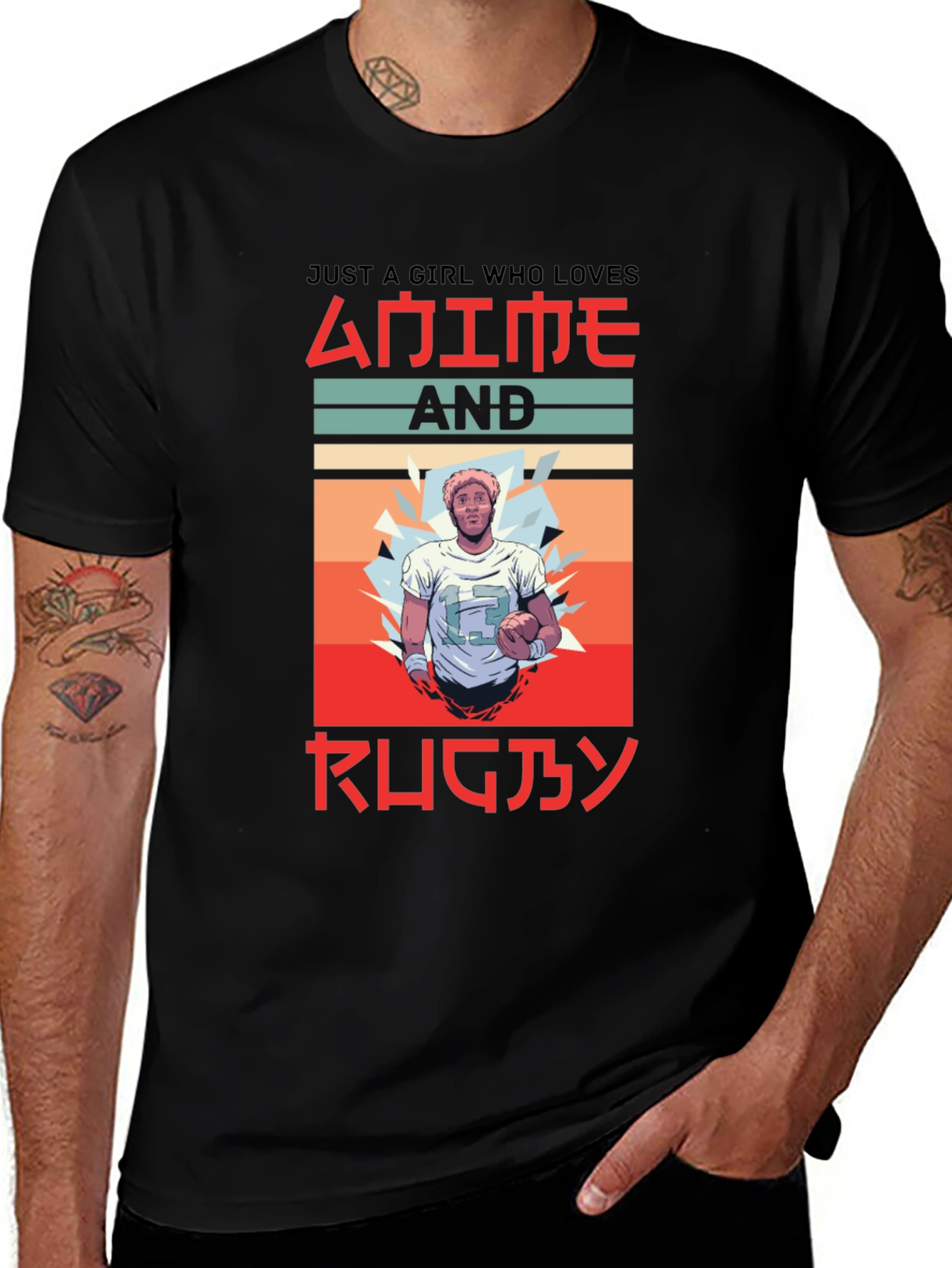 Variant 27 of Anime Rugby T-Shirt - Just a Girl Who Loves
