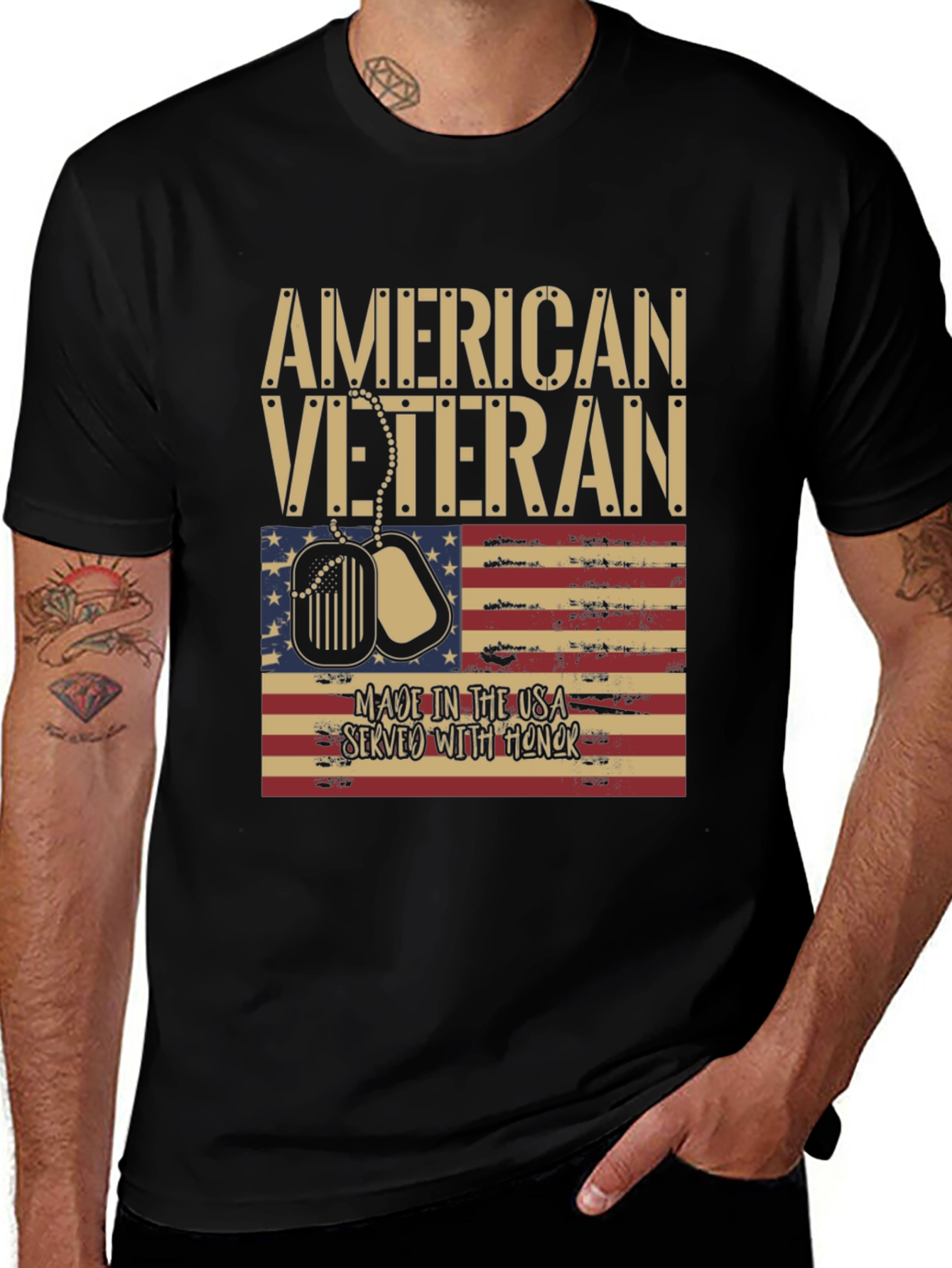 American Veteran T-Shirt - USA Flag Design