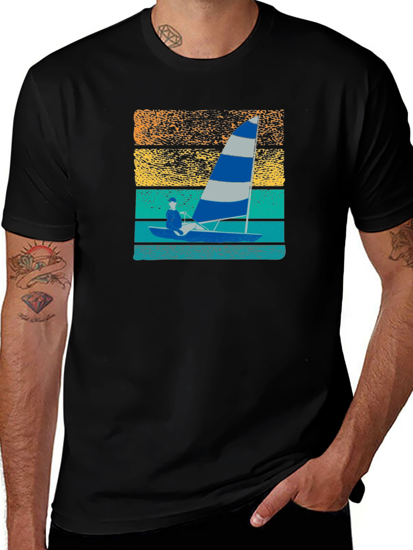 Variant 14 of Sailing T-Shirt with Retro Sunset Design