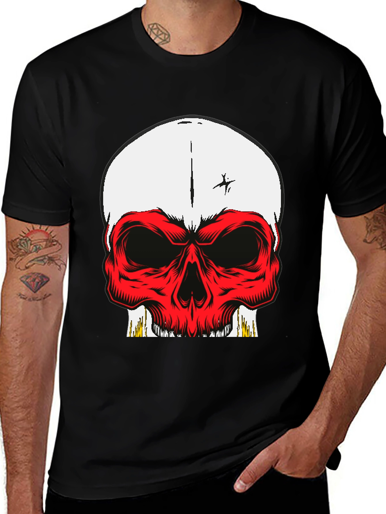 Variant 28 of Skull Graphic Tee - Bold Red Design