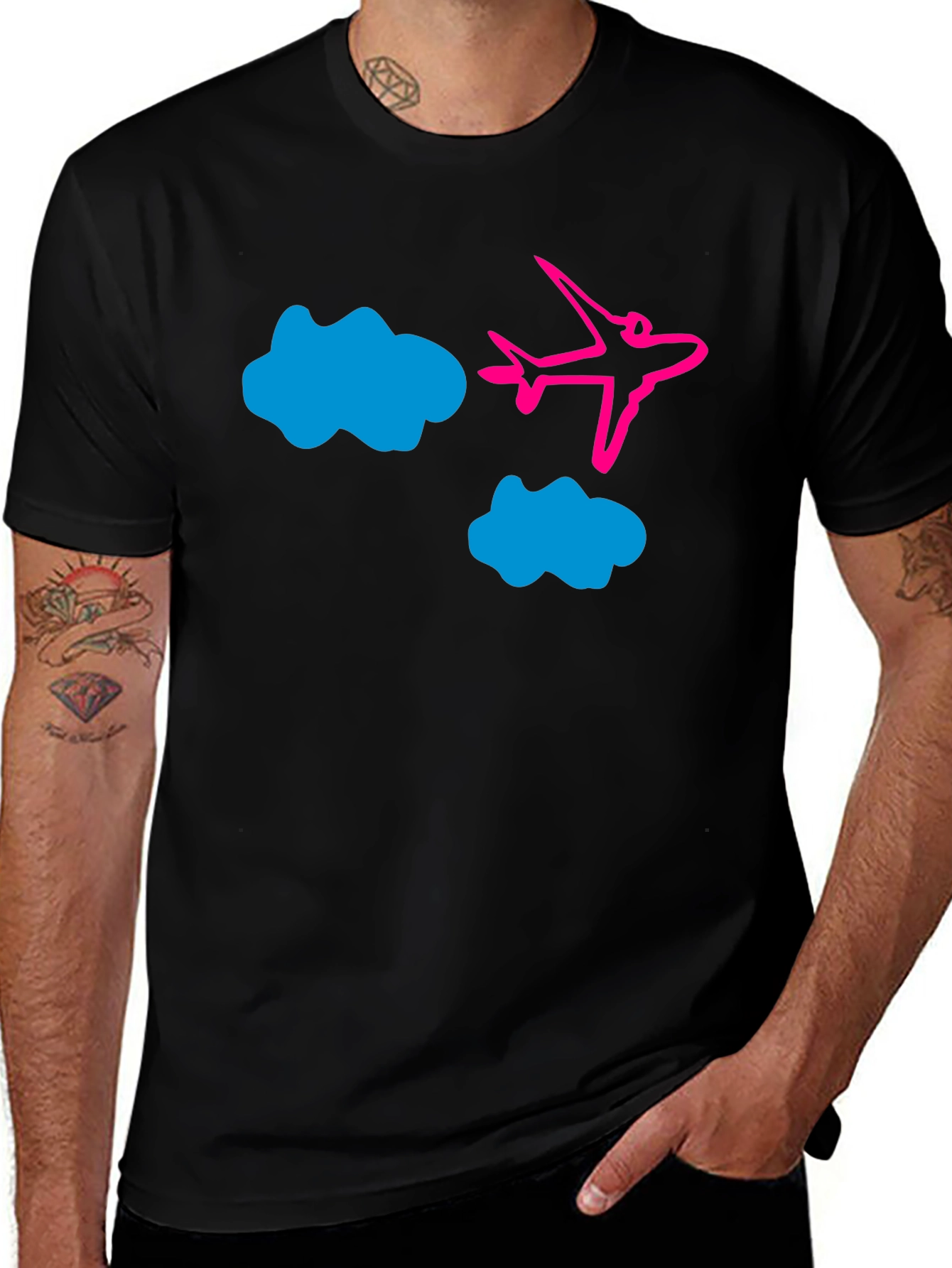 Variant 19 of Airplane & Clouds Graphic Tee - Soft Cotton Comfort