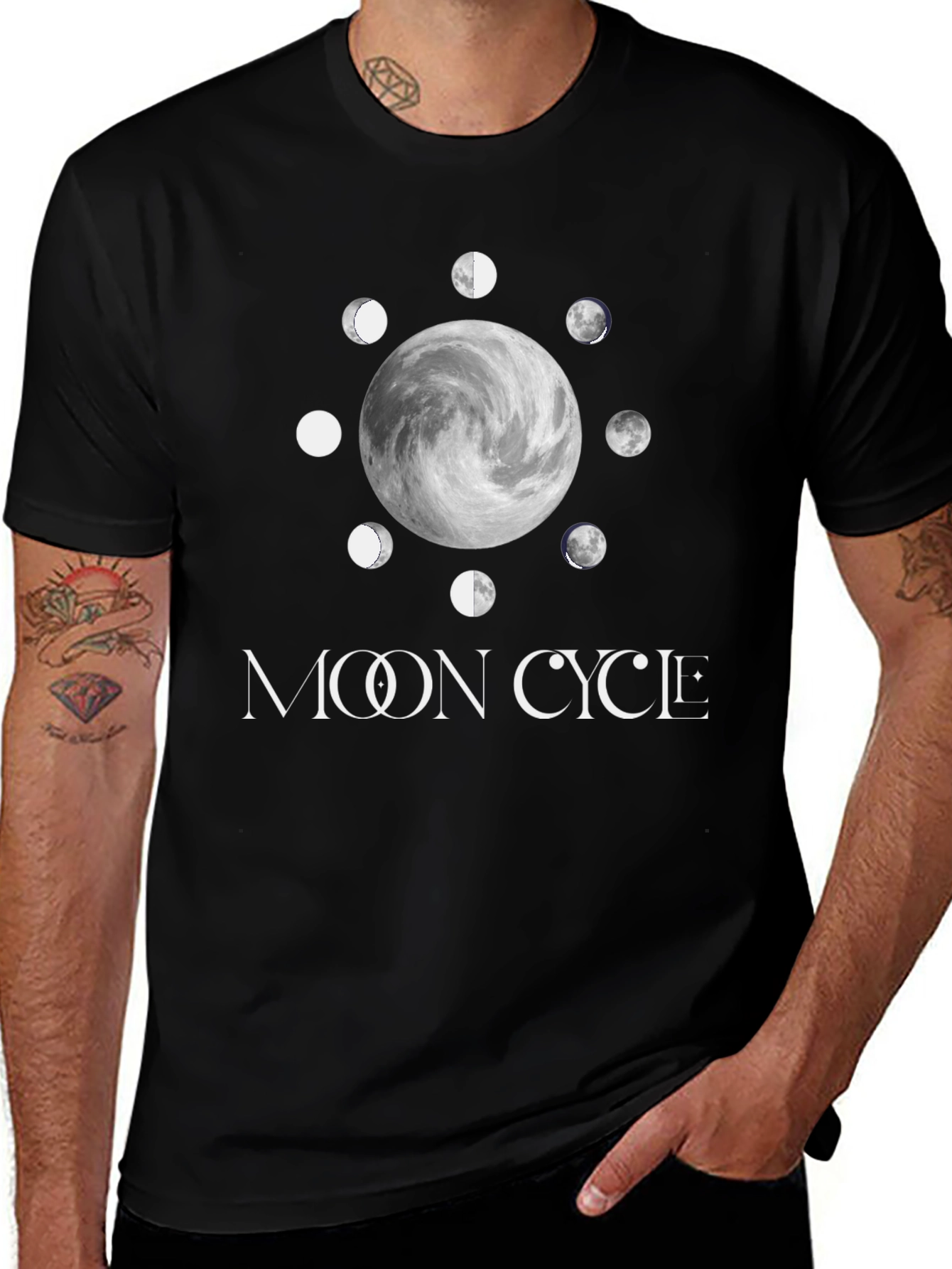 Variant 6 of Moon Cycle Graphic Black T-Shirt