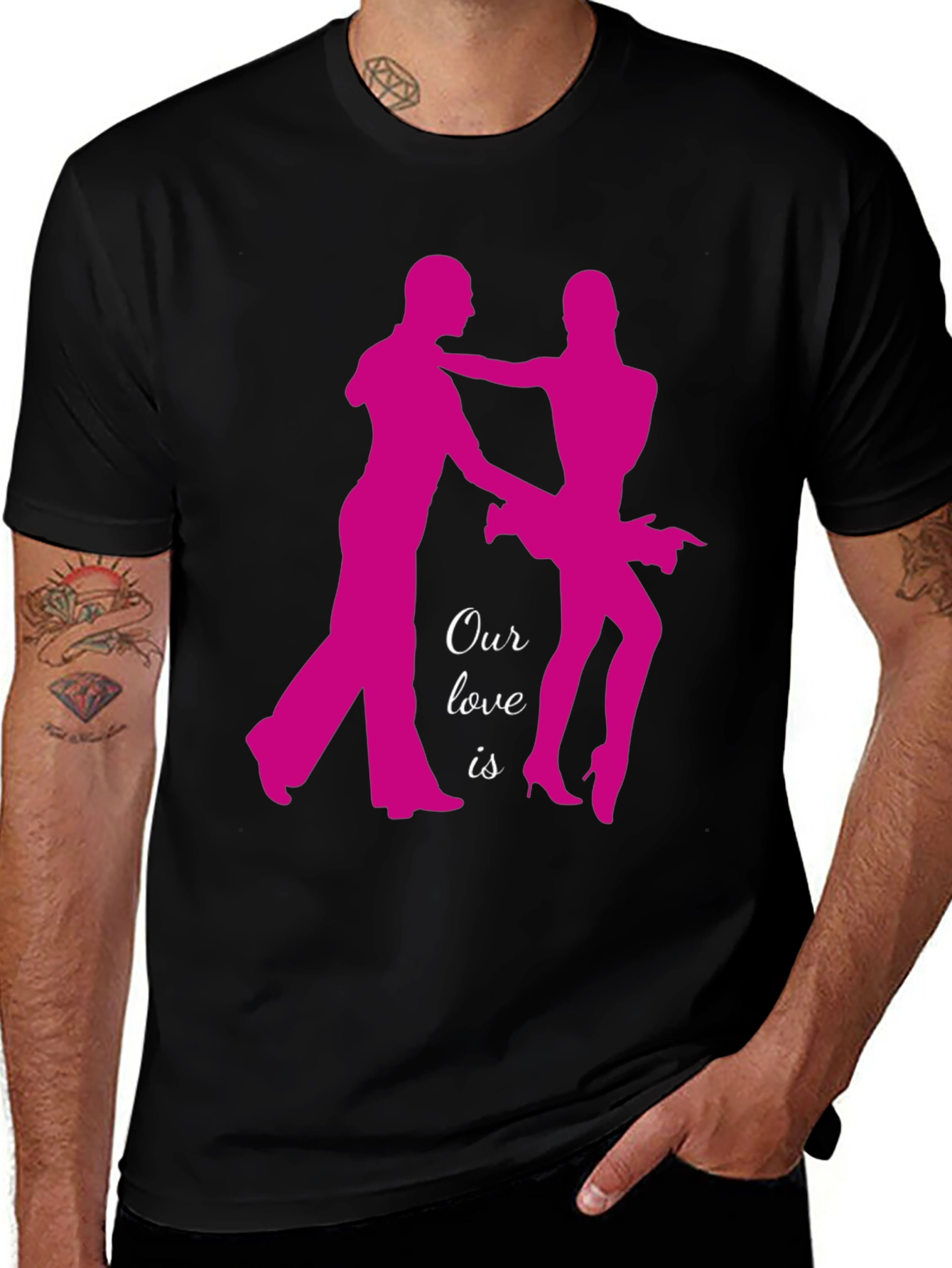 Variant 15 of Dancing Love Graphic Tee - Black Cotton T-Shirt