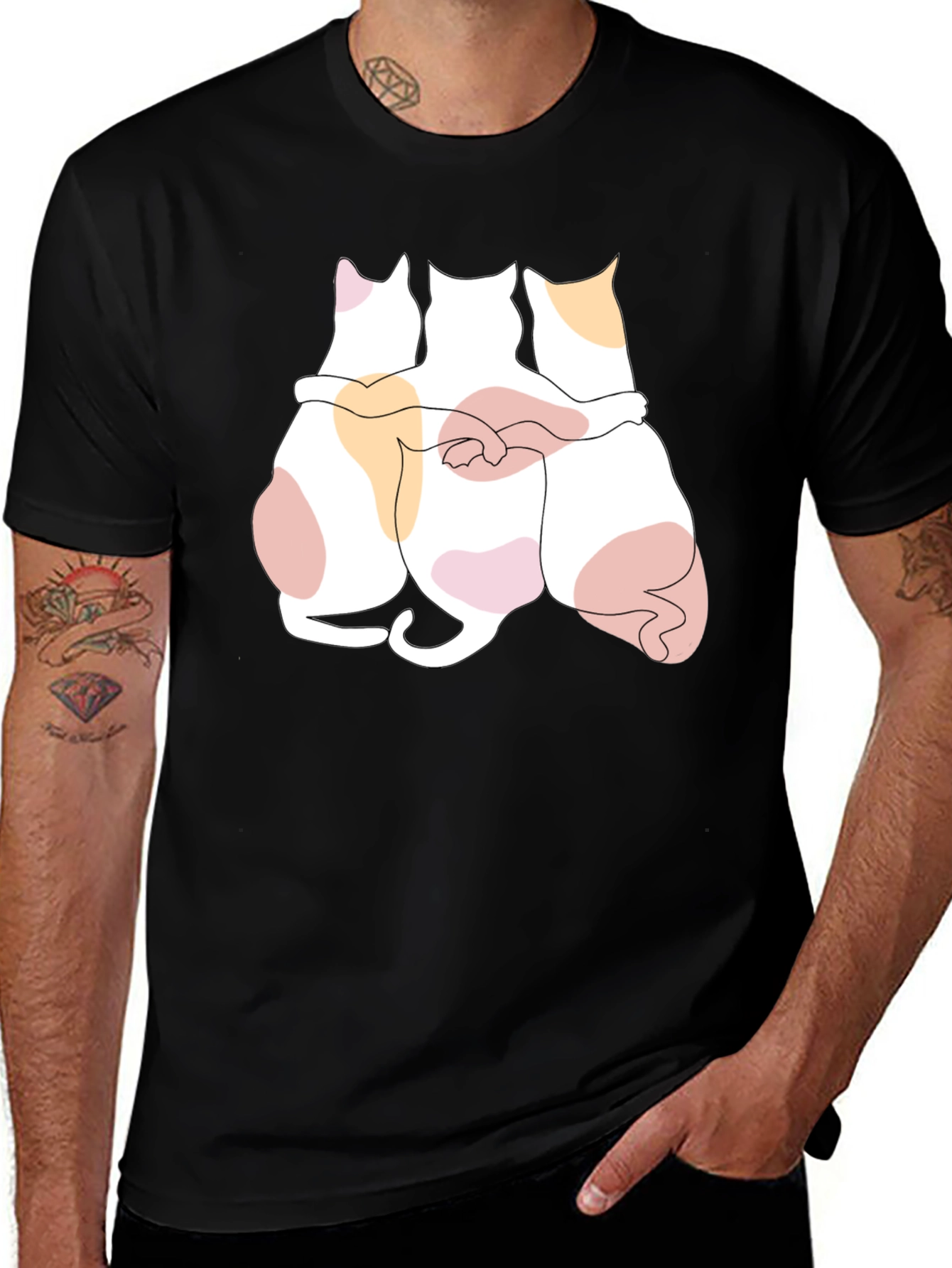 Variant 6 of Cats Hugging Graphic Black T-Shirt