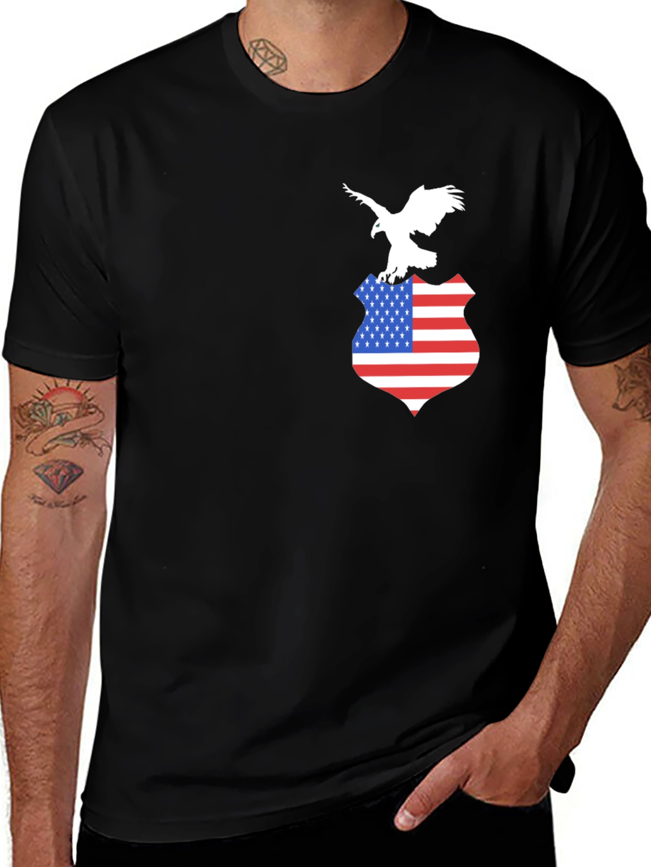 Variant 8 of American Pride Eagle Shield Graphic Tee - Black