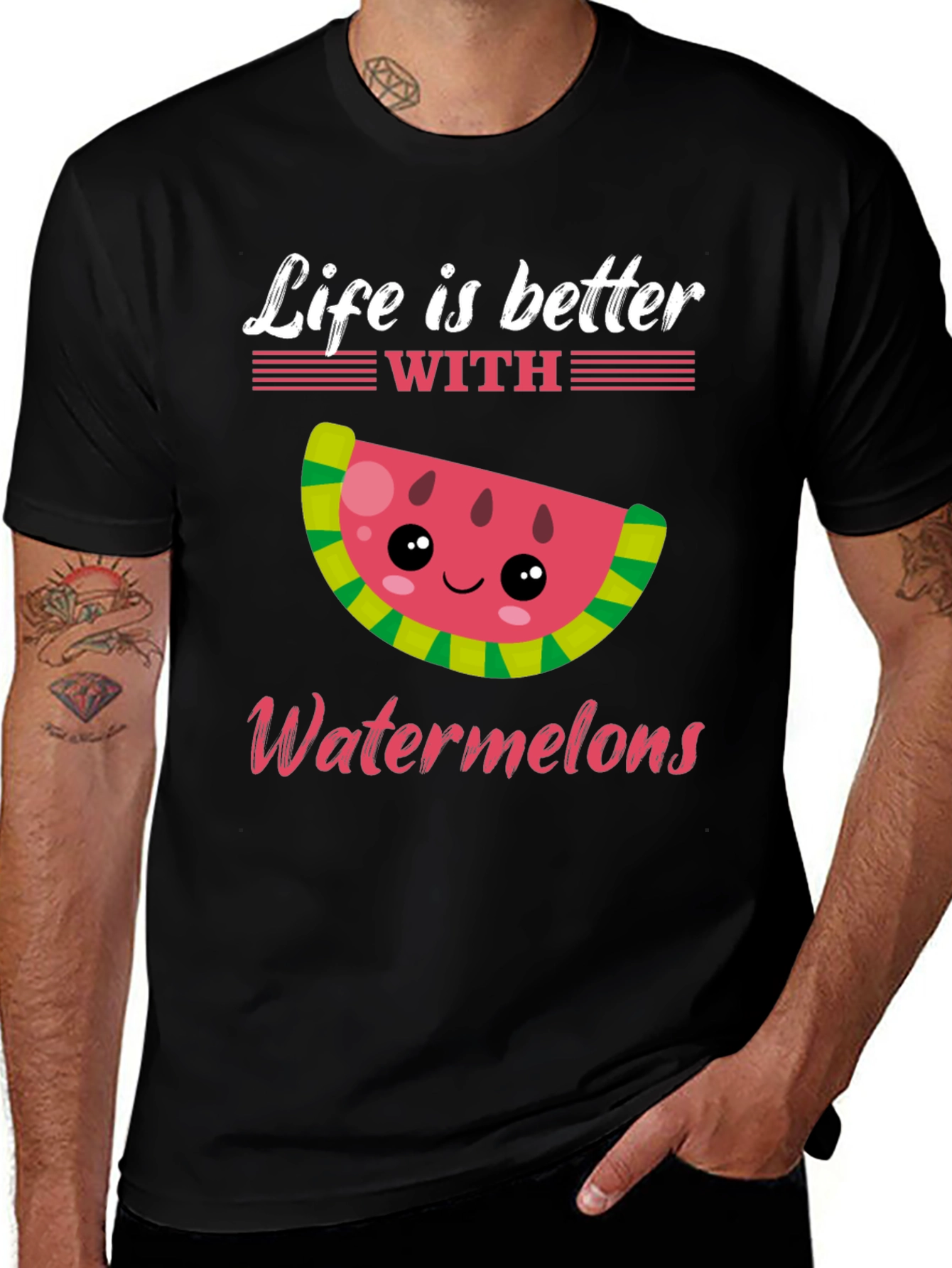 Variant 27 of Life is Better With Watermelons Funny Graphic Tee