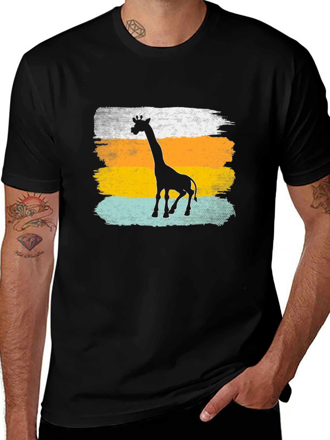Variant 18 of Giraffe Silhouette Men's Black T-Shirt
