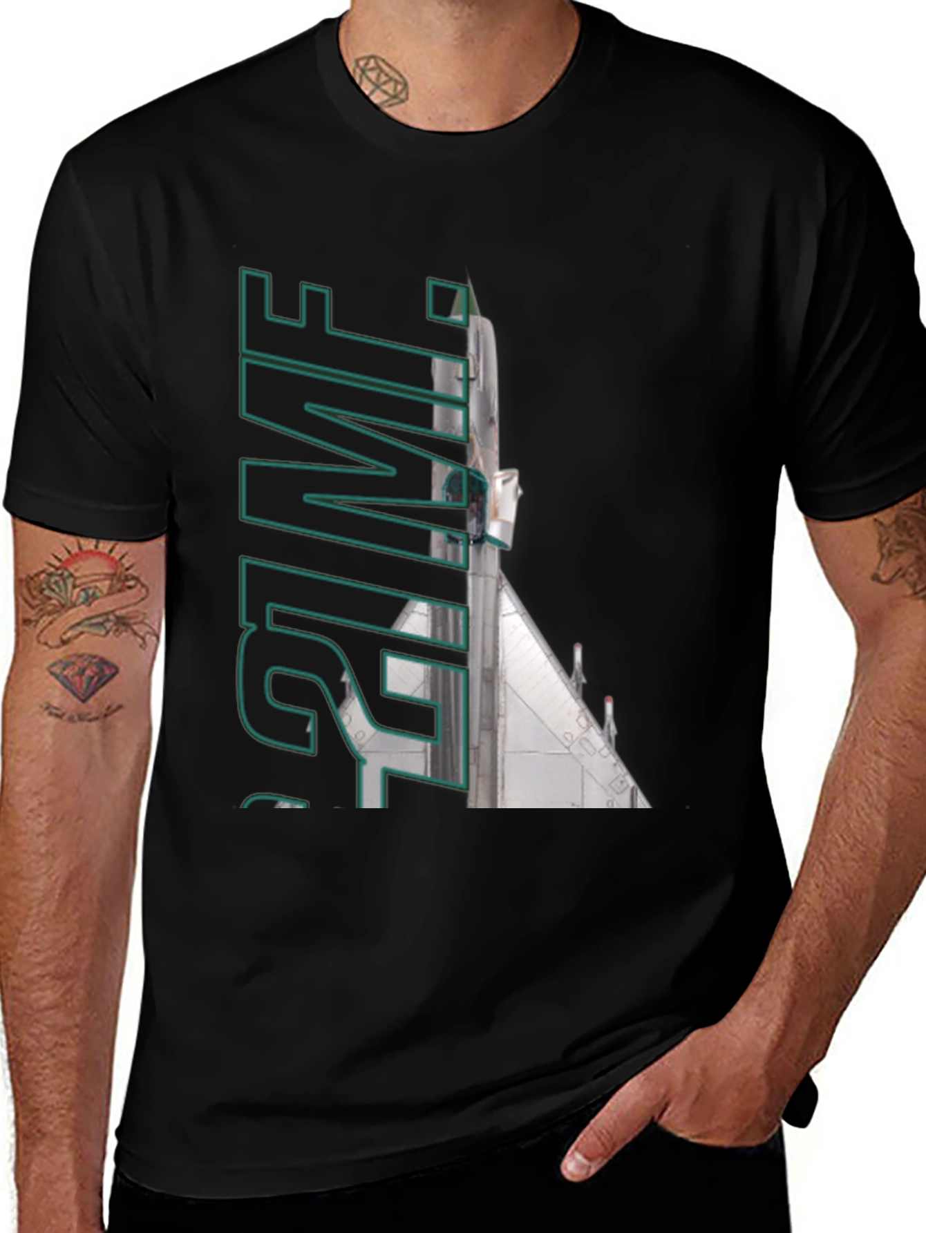 Variant 2 of Jet Fighter Graphic Black T-Shirt