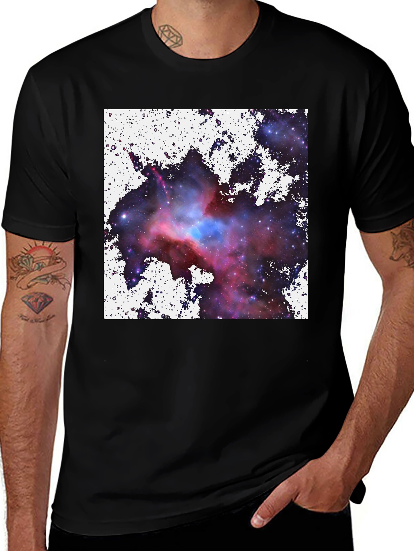 Variant 27 of Nebula Print Black T-Shirt - Galactic Style