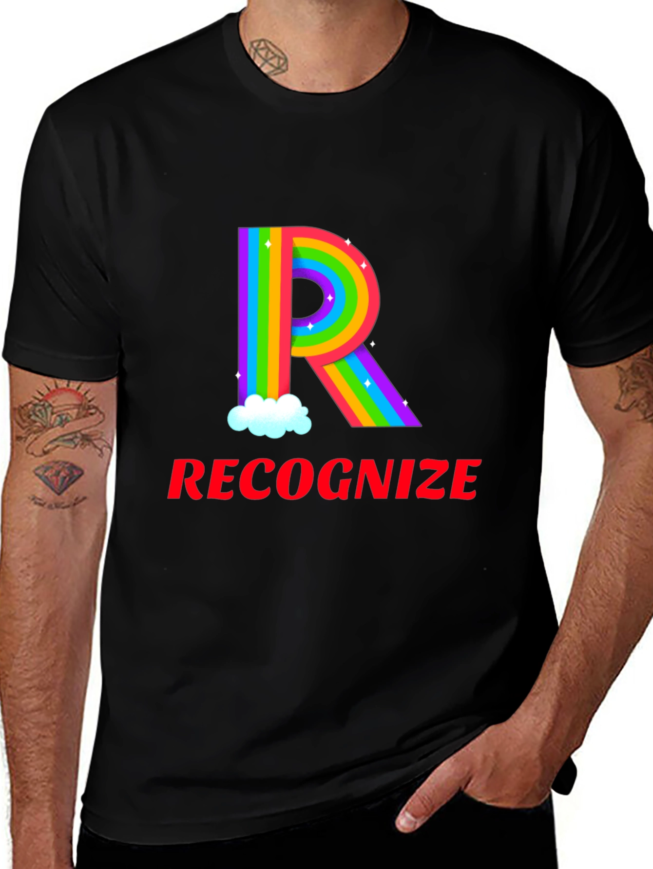 Recognize Rainbow Letter R Graphic Tee