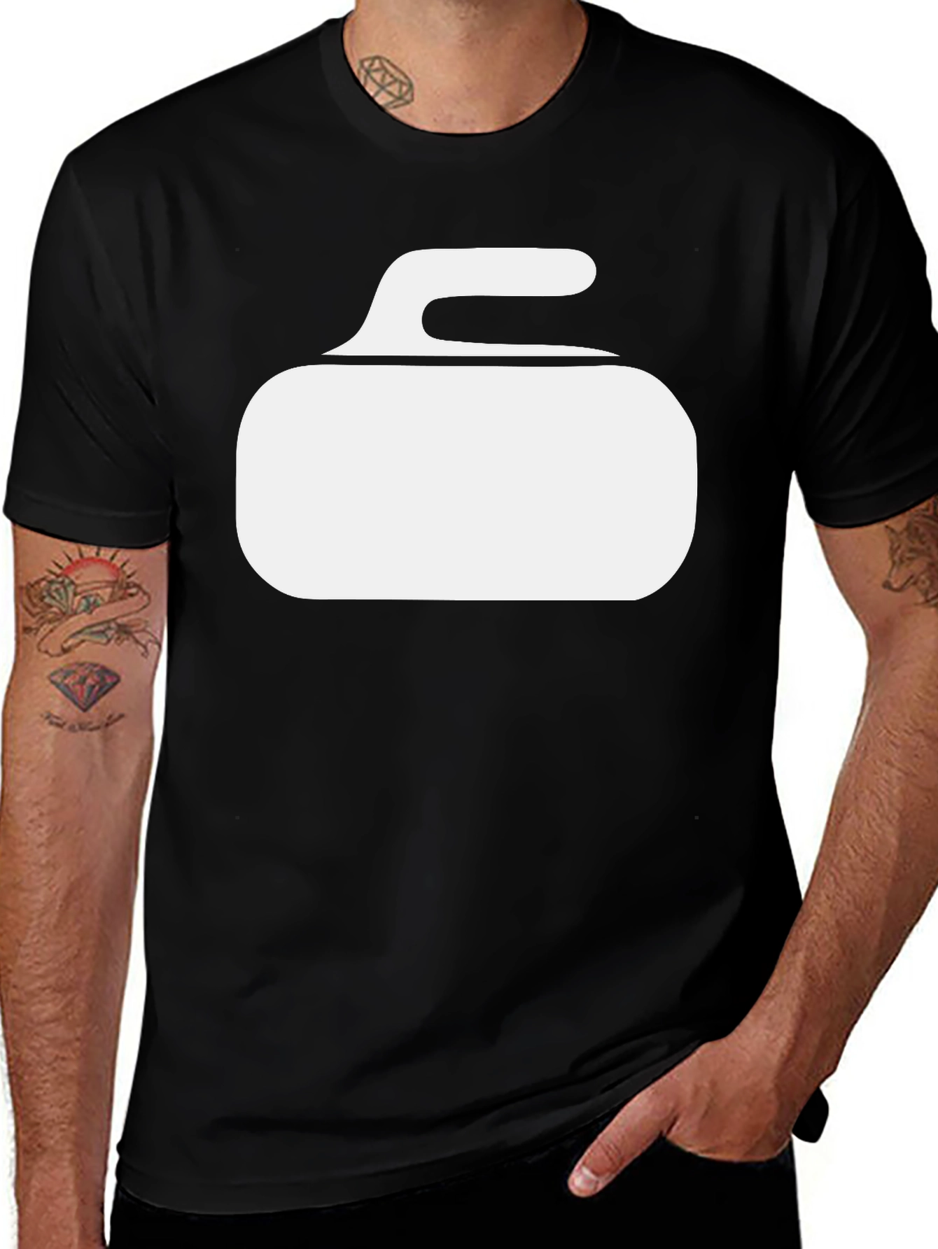 Variant 28 of Curling Stone Graphic Tee - Black