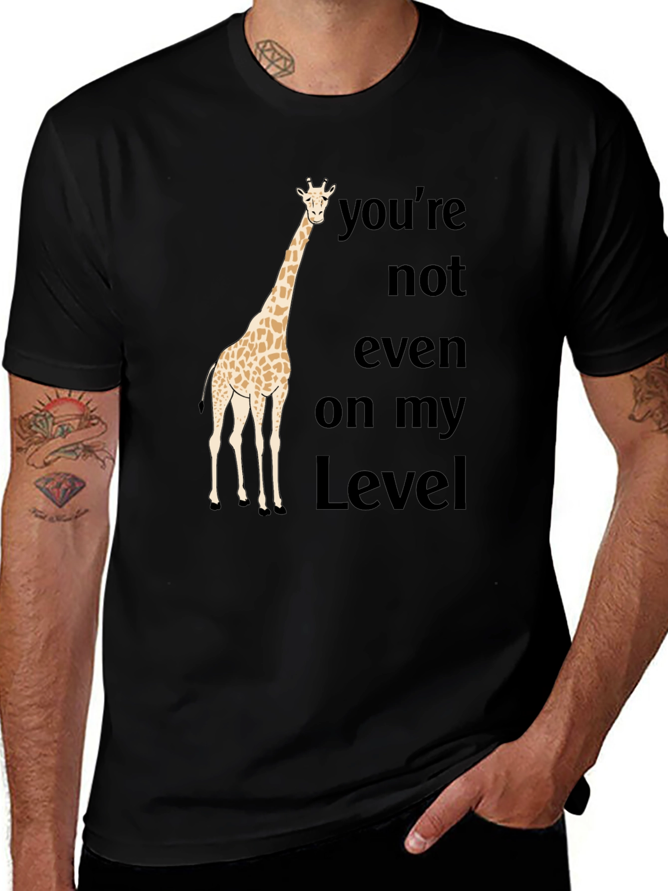 Variant 29 of Funny Giraffe T-Shirt - Not On My Level Black Tee