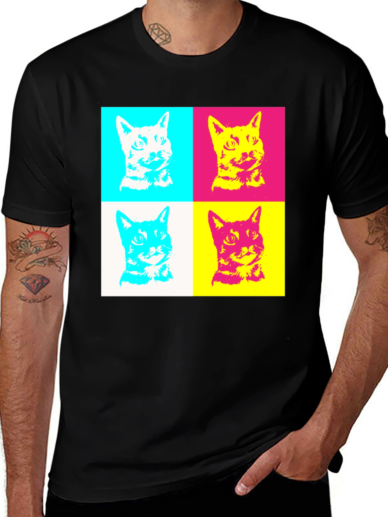 Variant 17 of Pop Art Cat T-Shirt - Stylish & Unique Design