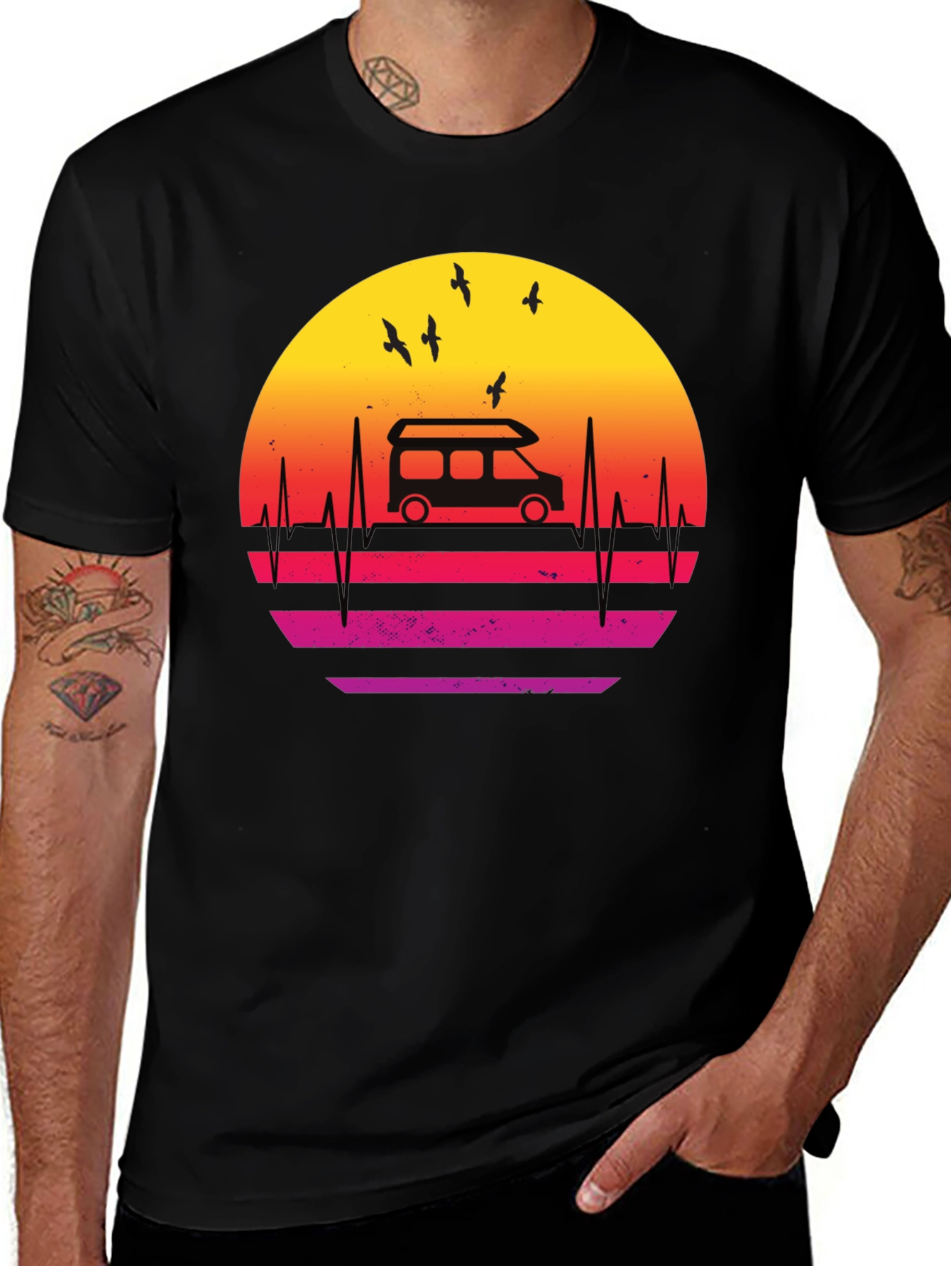 Variant 30 of Retro Camper Van Sunset T-Shirt